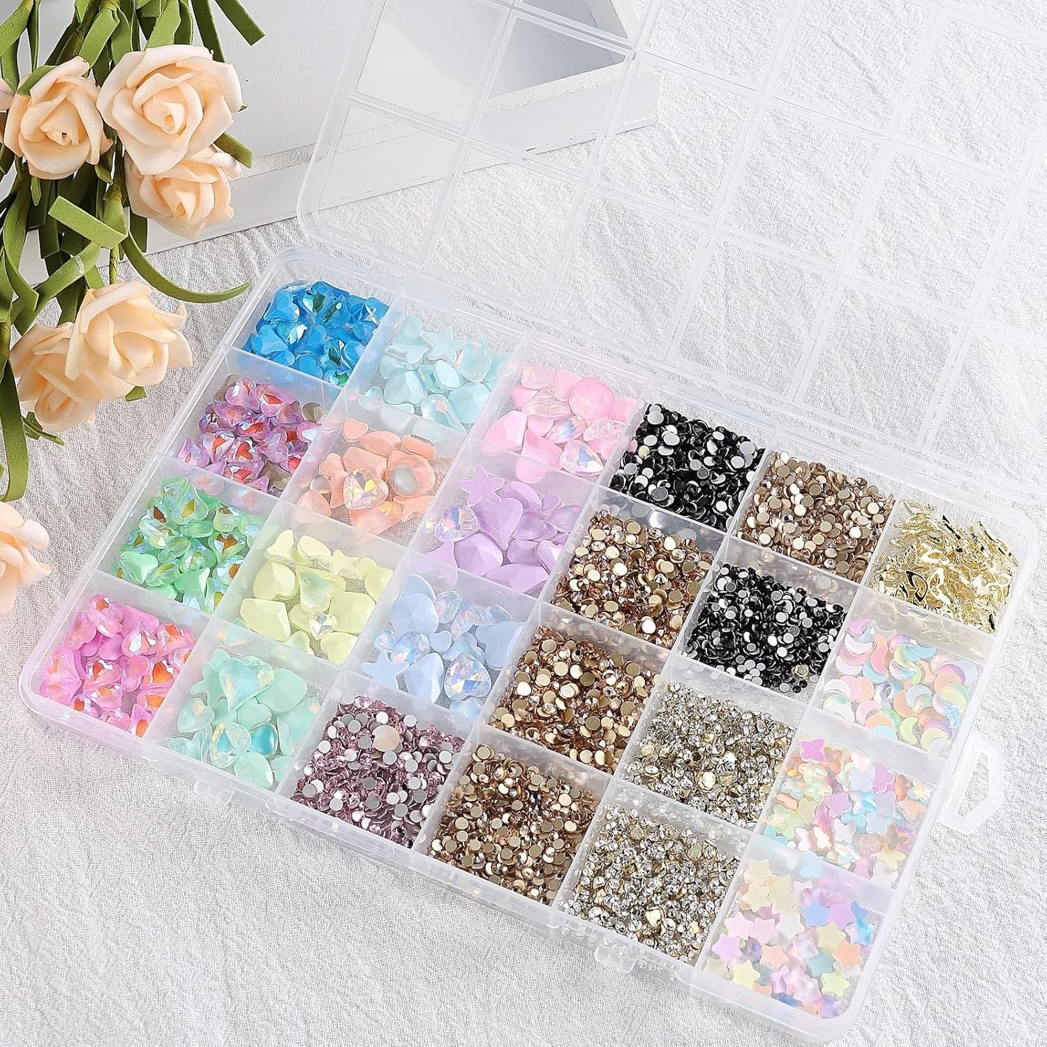 24-Grid Plastic Bead Organizer Case for Jewelry, Crafts & Small Parts Storage