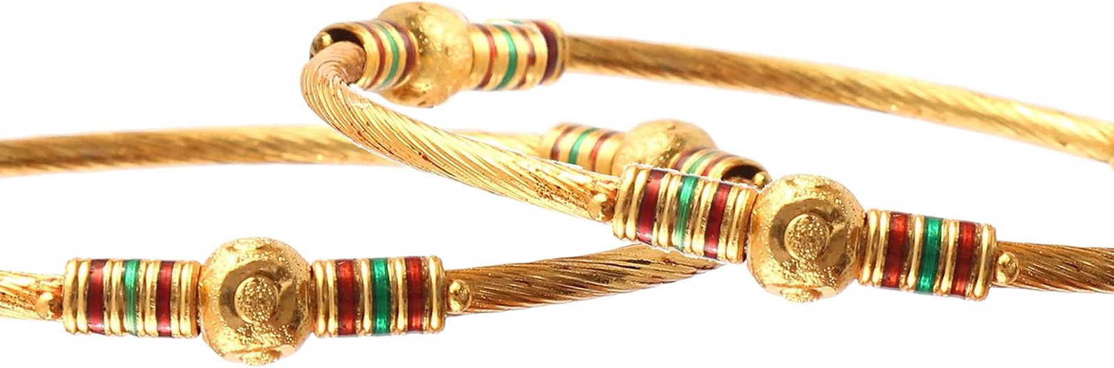 haat Bangles 2 Piece Kada Gold Plated Daily Use Handmade Meena Work Jewelry for