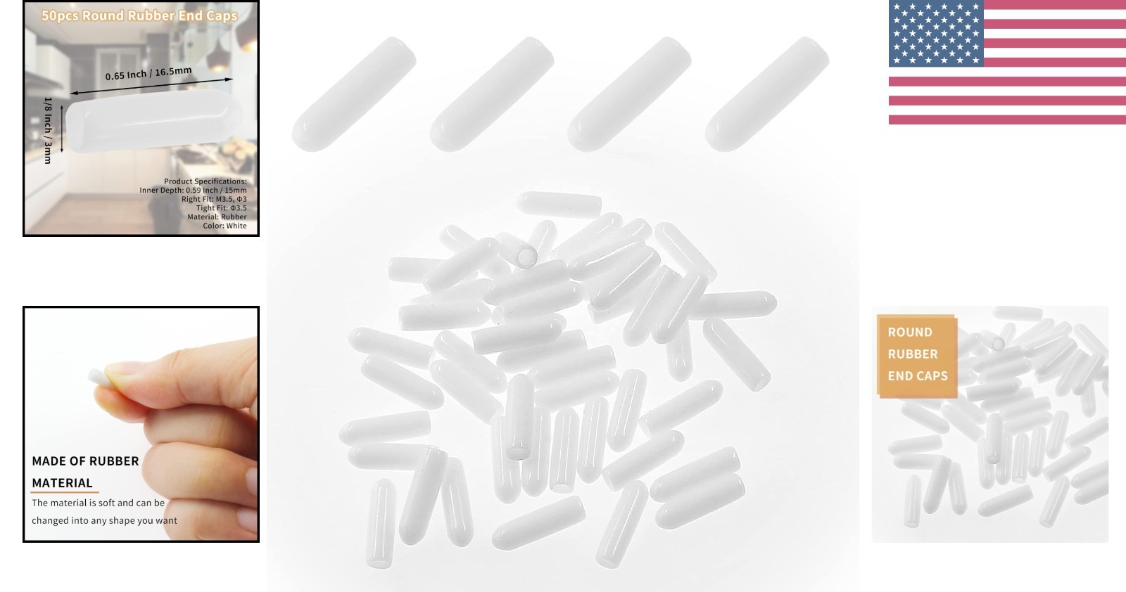 Flexible 50pcs Rubber End Caps – 1/8 Inch Protective Caps for Screws & Furniture