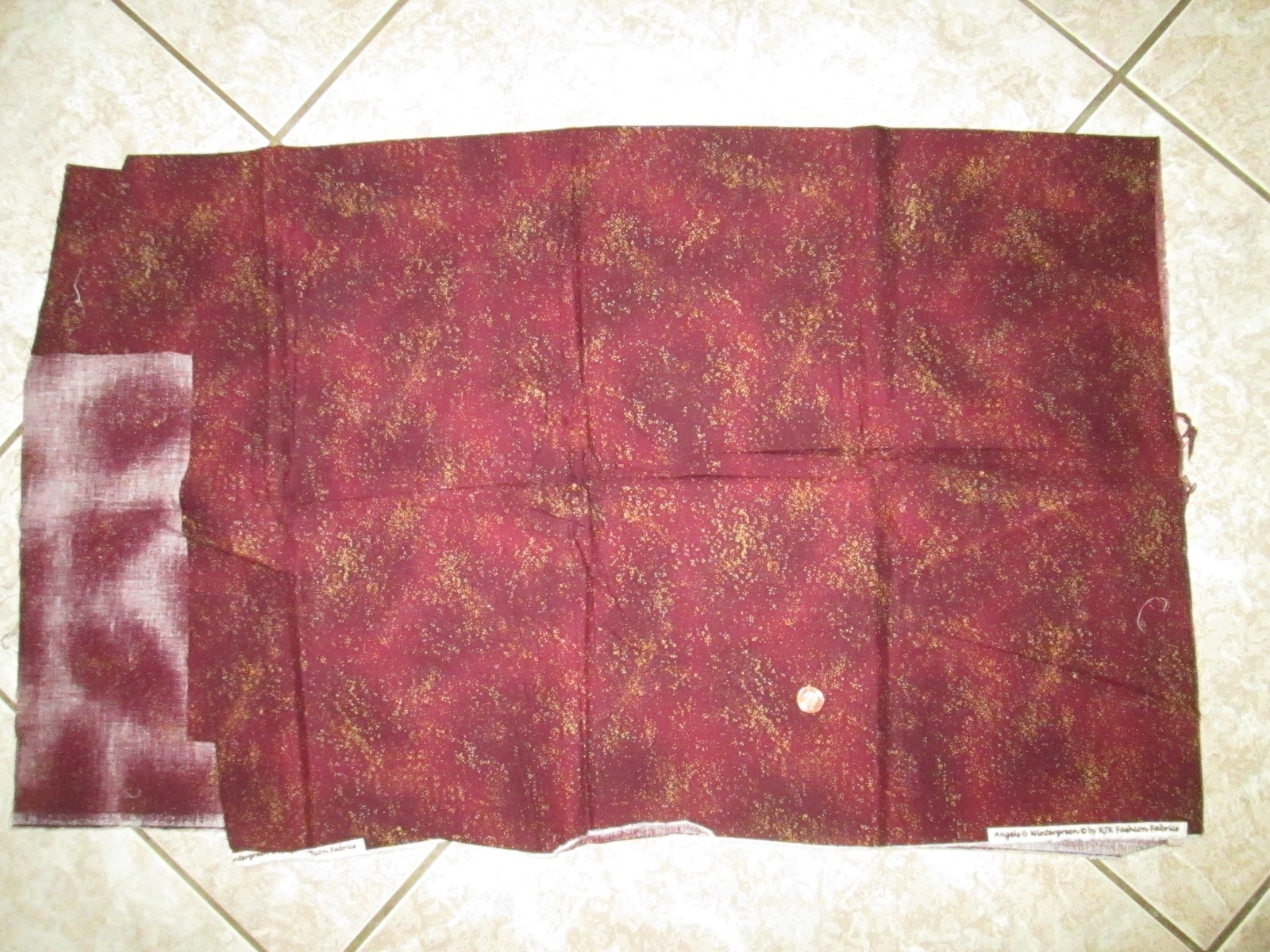 R J R Cotton Quilt Fabric – Angels & Wintergreen Dark red – 27″