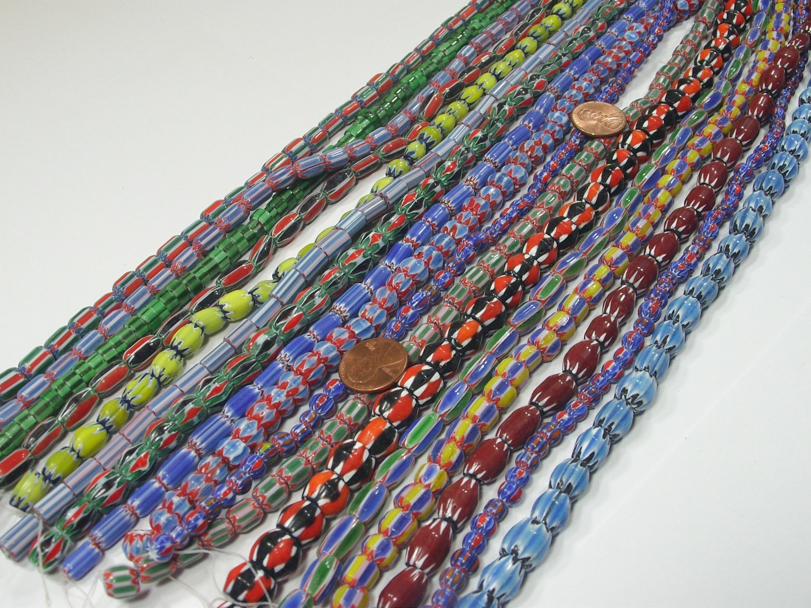 15 Strands 15″ Assorted India Handmade Chevron Glass Beads Bulk Lot (QZP-7)