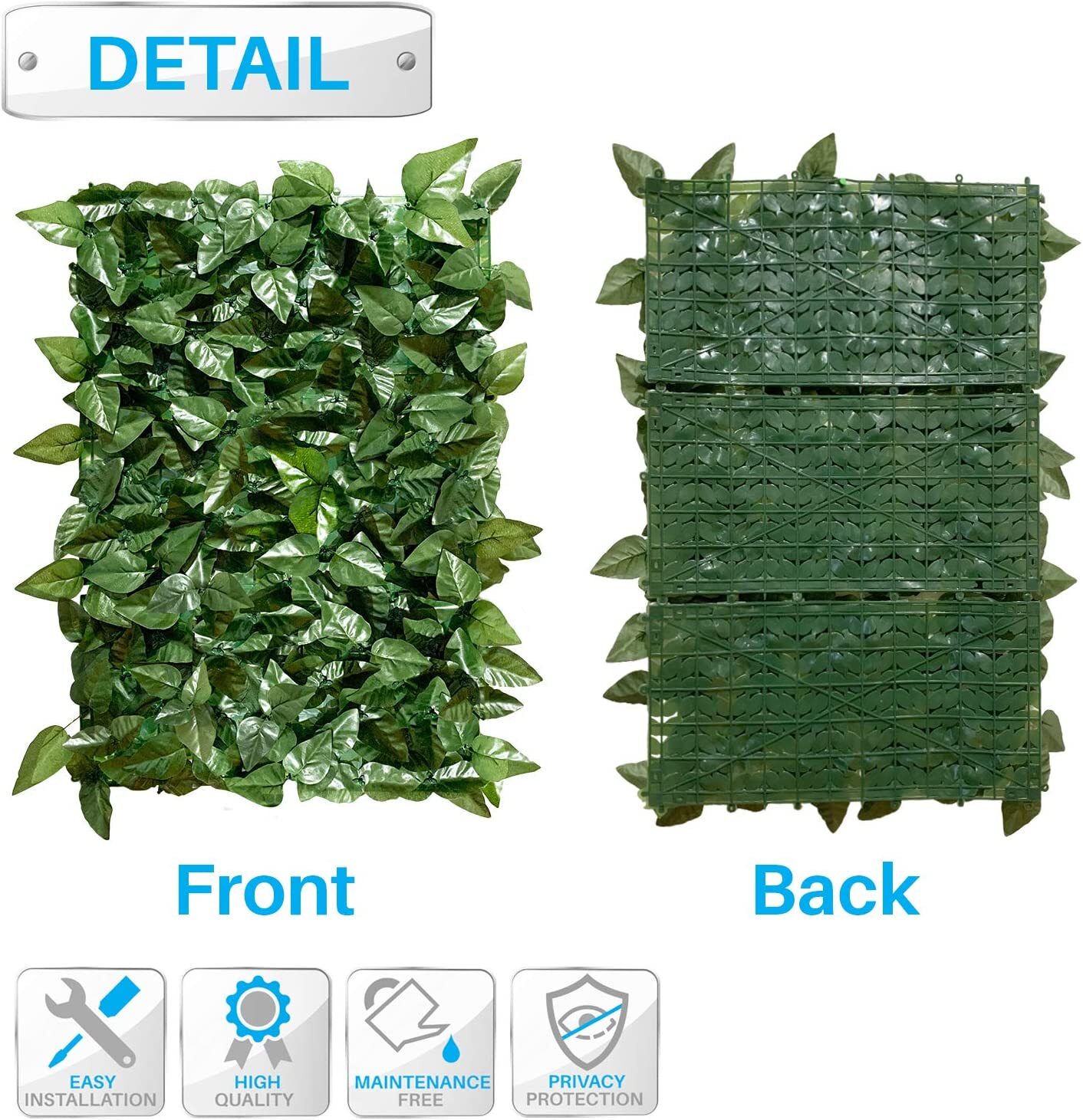 58in Artificial Faux Ivy Laurel Leaf Privacy Fence Panel Home Wall Hedge Decor