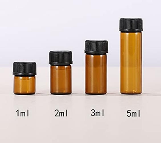 12 Pack Set Brown Screw Cap Glass Bottle Small Mini Empty Oil Amber Vial 5ML