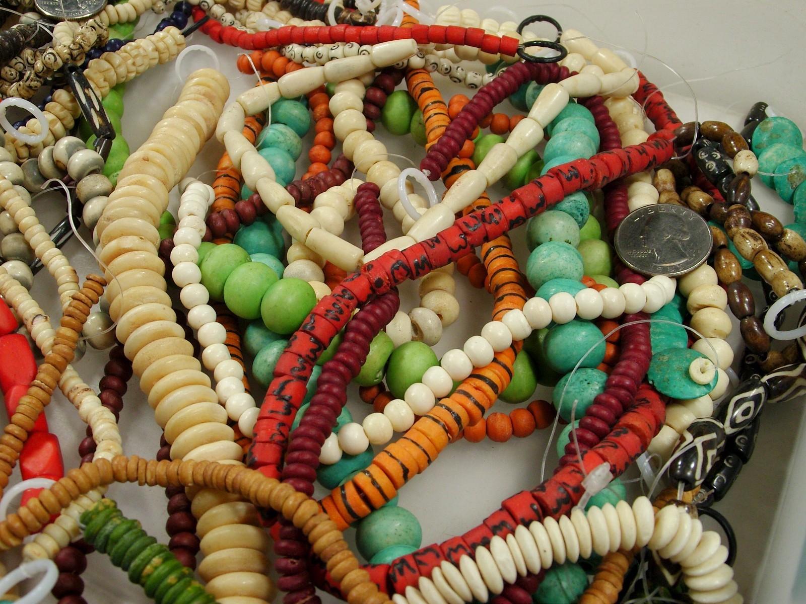 2 Pounds Odds and Ends India Handmade Water Buffalo Bone Beads Lot (AXP-5) ⭐