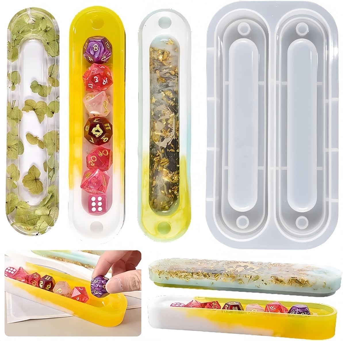 2 PCS Dice Storage Box Resin Mold Resin Molds Silicone Dice Box Molds with Lid R
