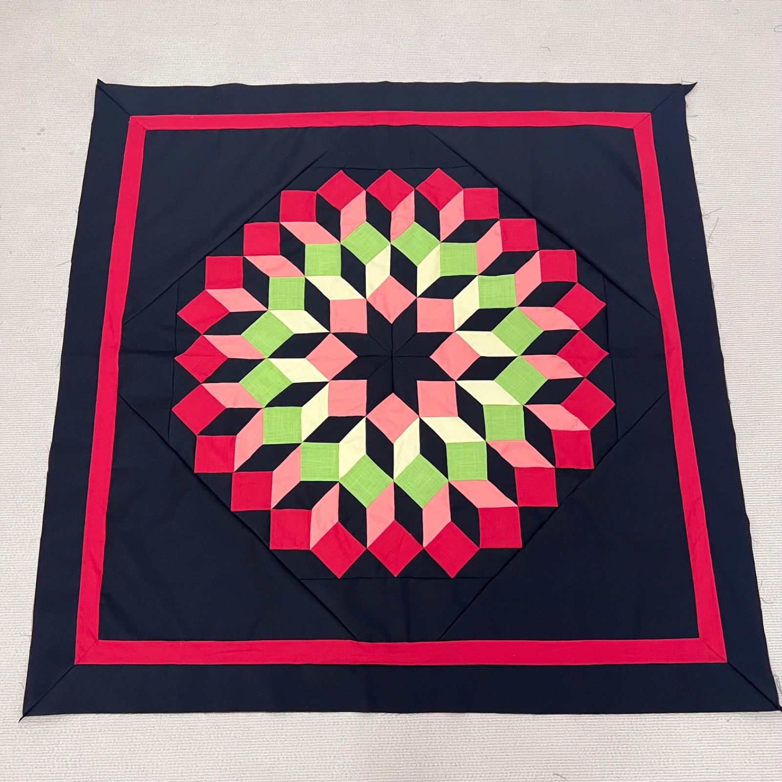 Winter Solstice Patchwork Baby Quilt Top 47×47″Pieced~BABY/BED/Wall Decor
