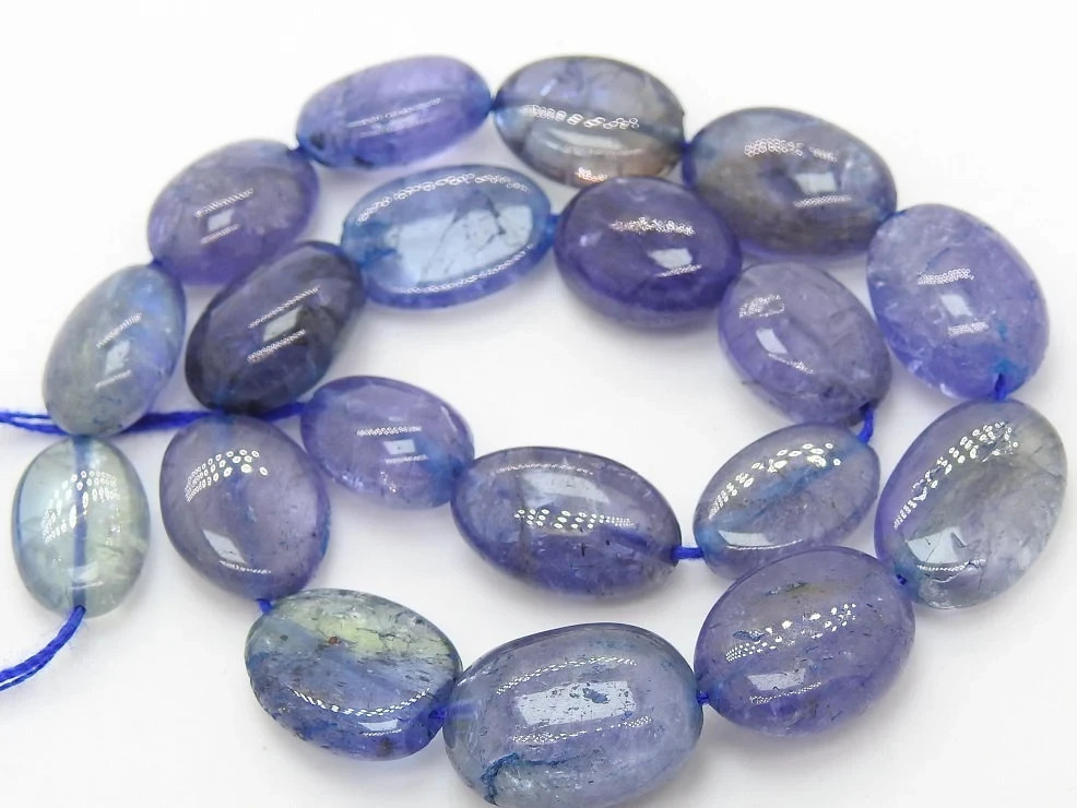 Natural Blue Tanzanite Smooth Tumble Nugget Oval Beads 8″ Strand 12x9mm-9x7mm