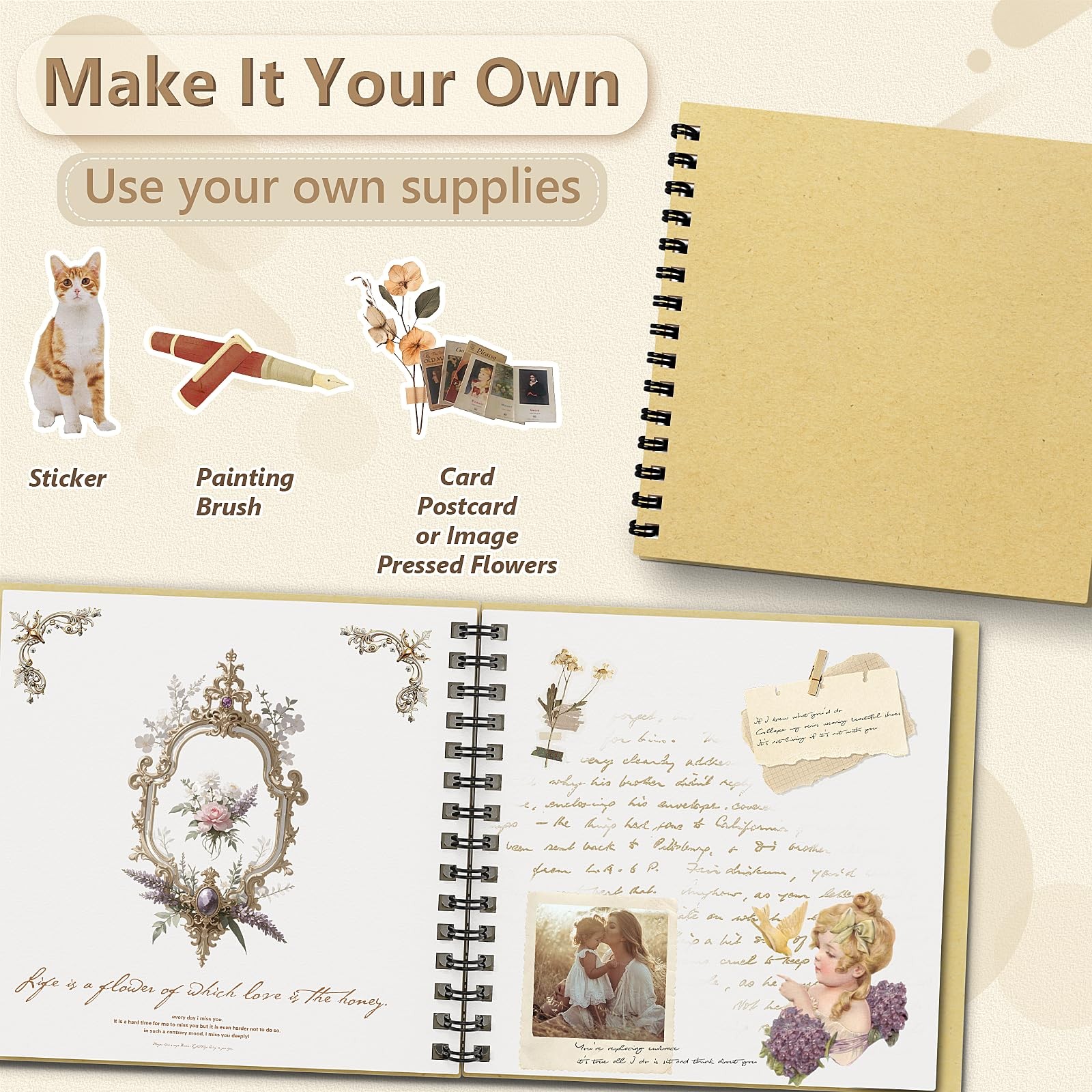 Popotop 8×8 Inch Scrapbook Photo Album, 60 Page 8 60 Pages, Yellow