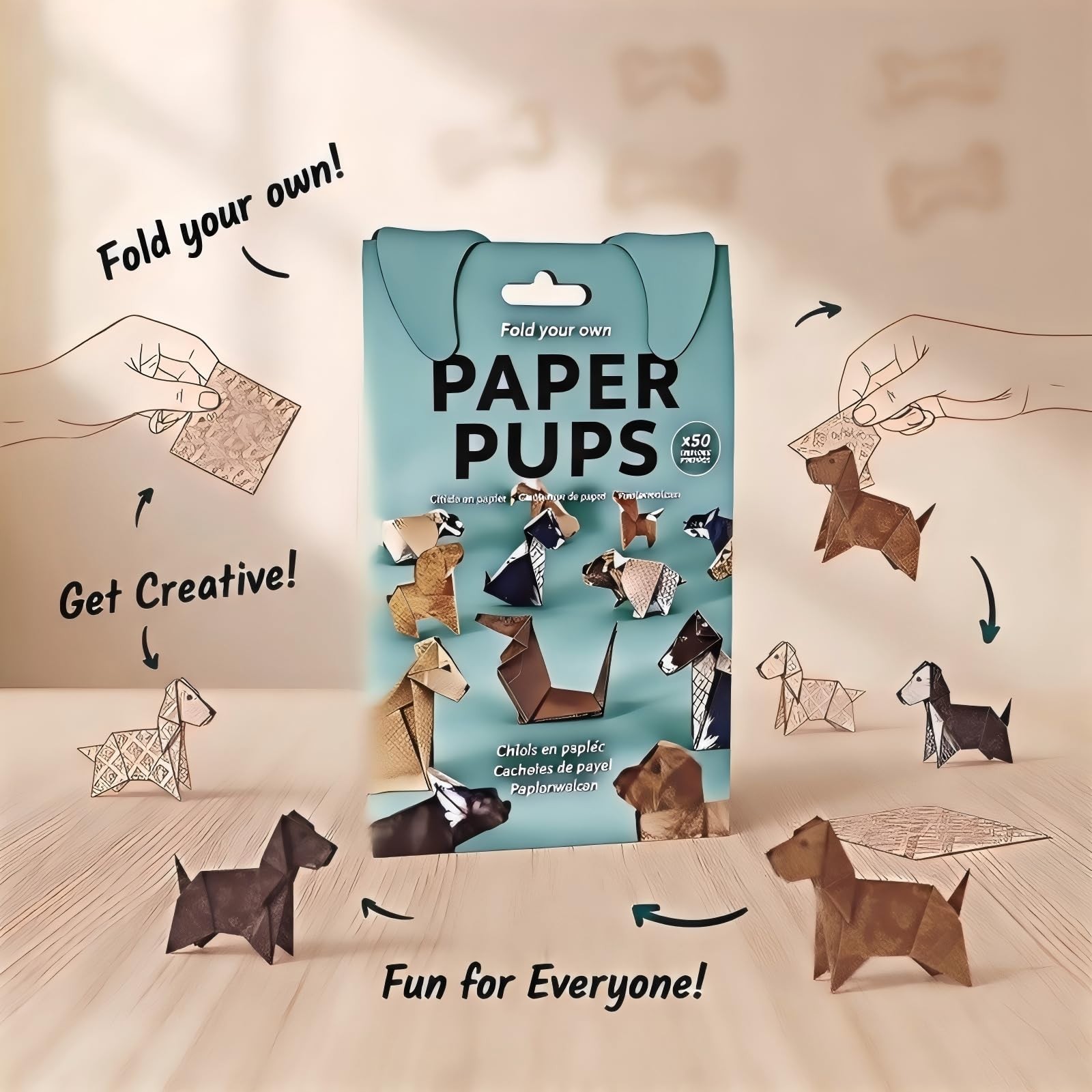 DIY Paper Pups Origami Kit – 50 Adorable Puppy Folding Sheets, Creative Handmade