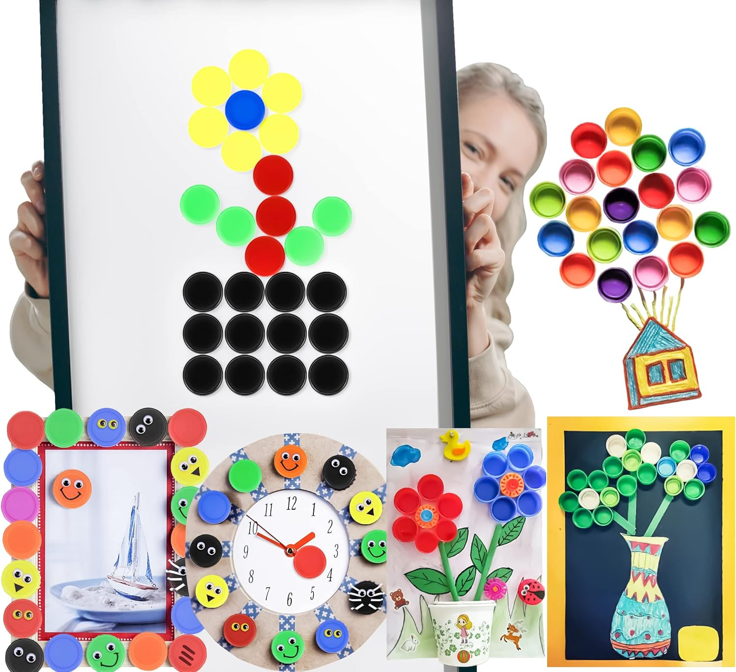 50 PCS Colorful Plastic Bottle Caps 1.2 Inch Plastic Bottle Lids Colored Small