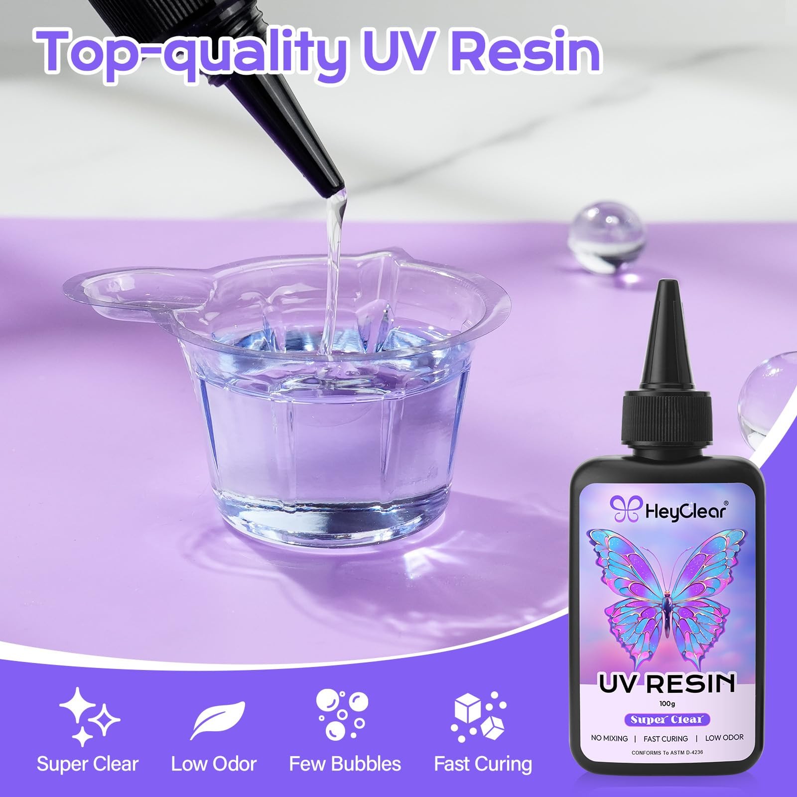 UV Resin Kit with Light -200g Crystal Clear, Hard Resin UV Light Fast Curing