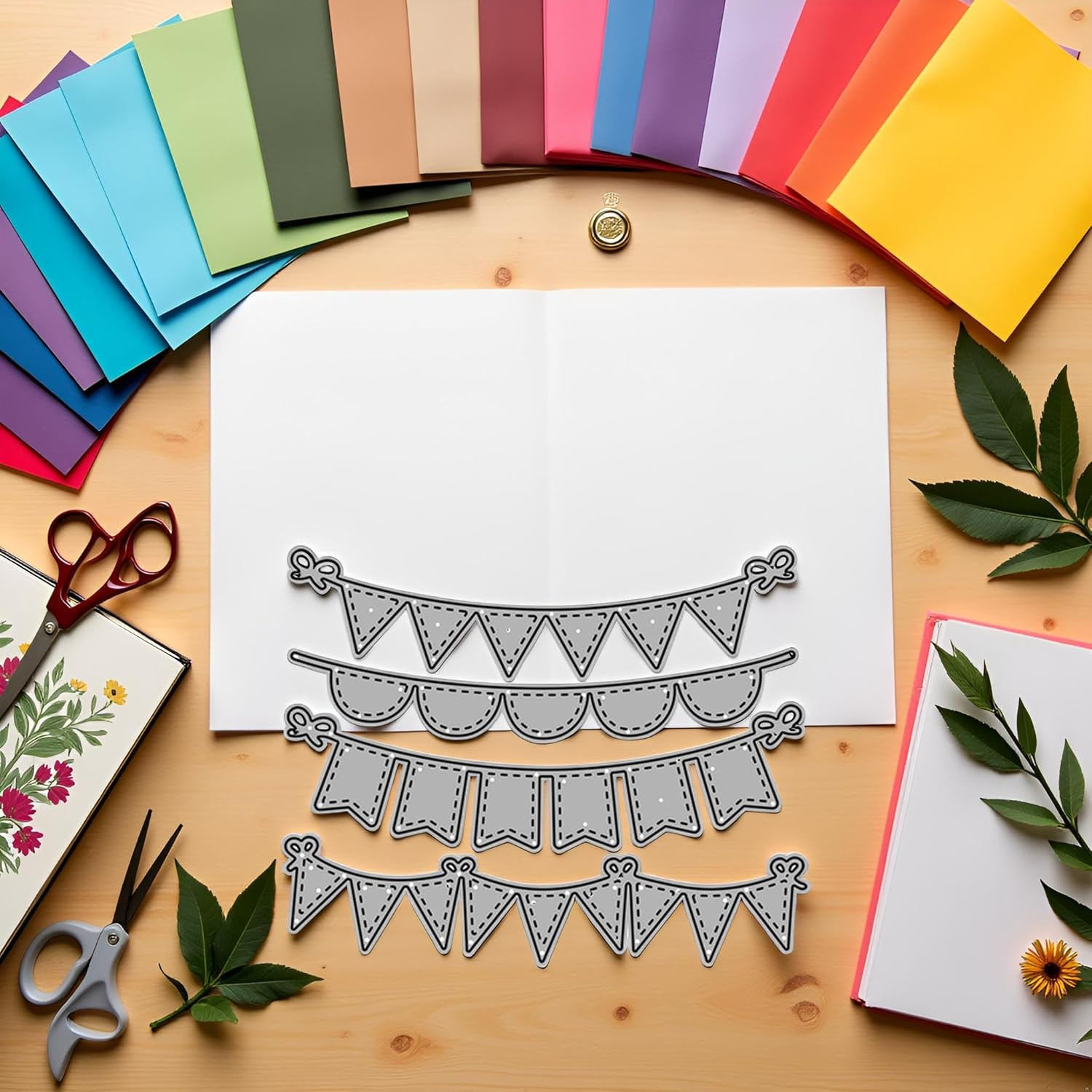 4Pcs Triangle Circle Banners Cutting Dies, Card Making Accessories, DIY Scrapboo