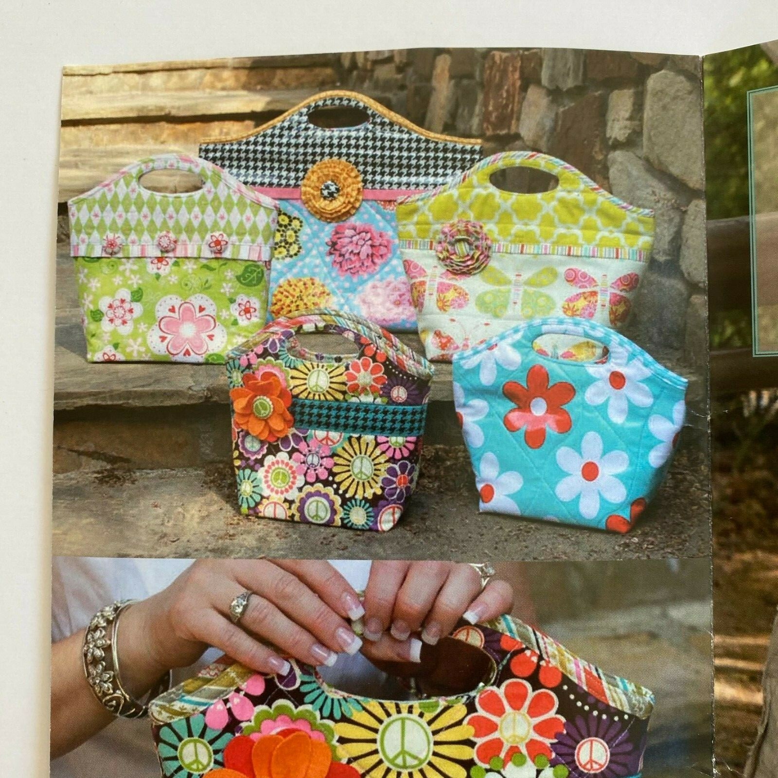 Sewing Pattern Insulated Lunch Bags Handbags Tote in 5 Sizes Private Label