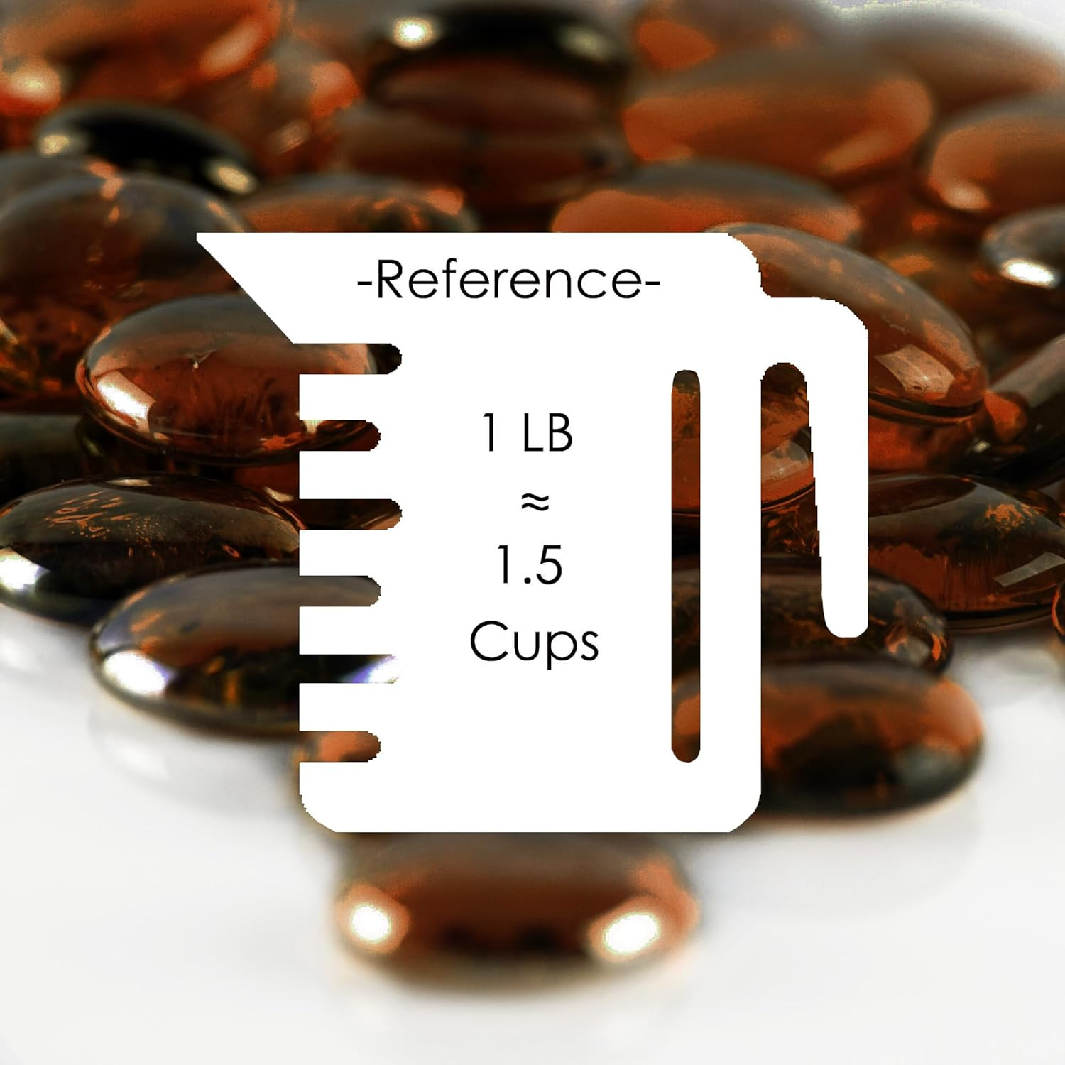 X-Large 1.1″-1.35″ Dark Amber Glass Flat Gemstone Vase Fillers (1 LB) Marble Bea