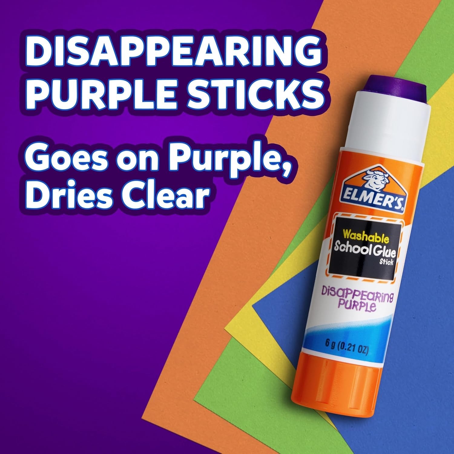 Elmer’s Disappearing Purple School Glue Sticks Washable 22g 3 Count