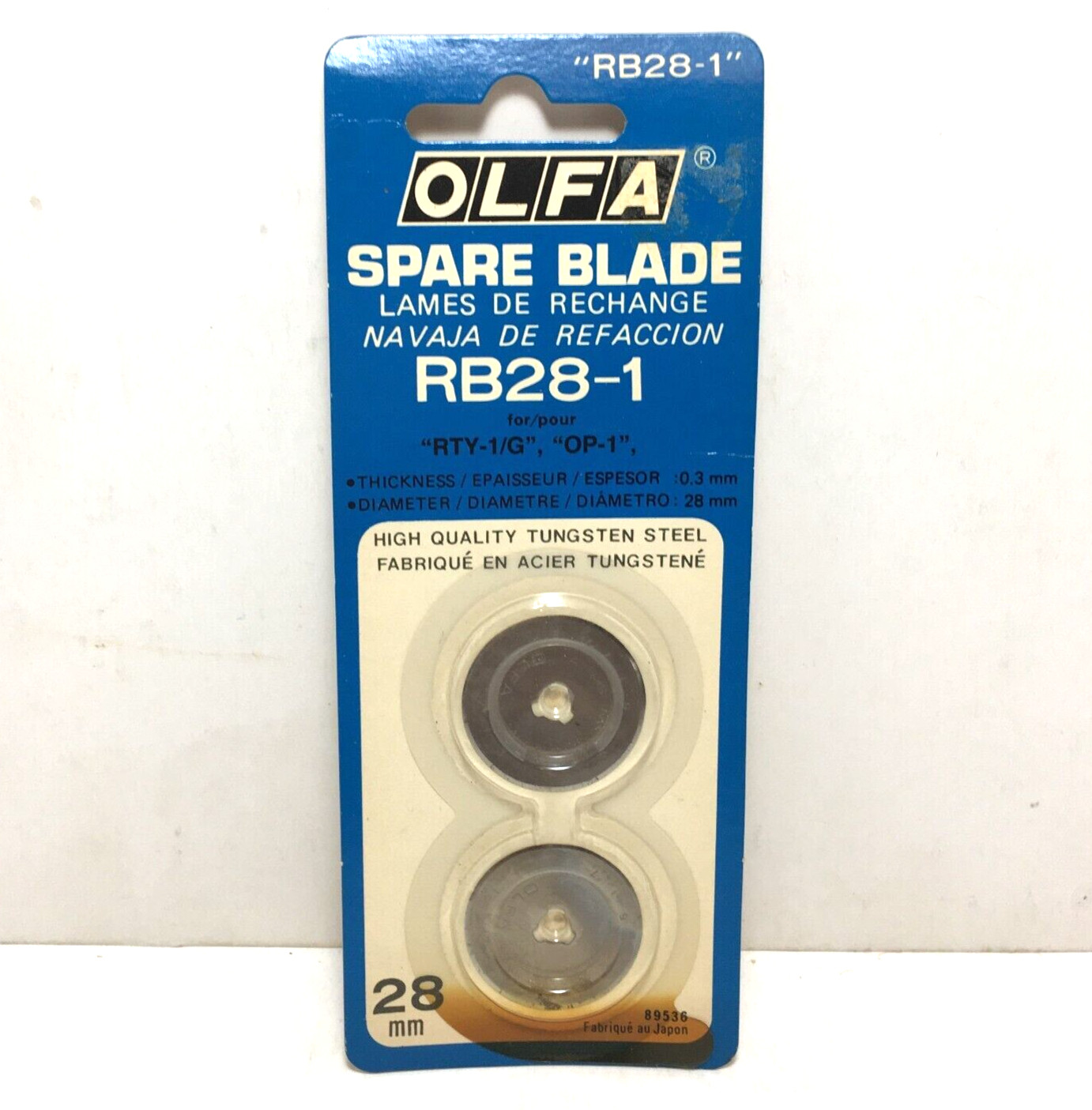 OLFA – spare rotary 28mm blade RB28-1 Tungston craft fabric quilting Vintage NOS