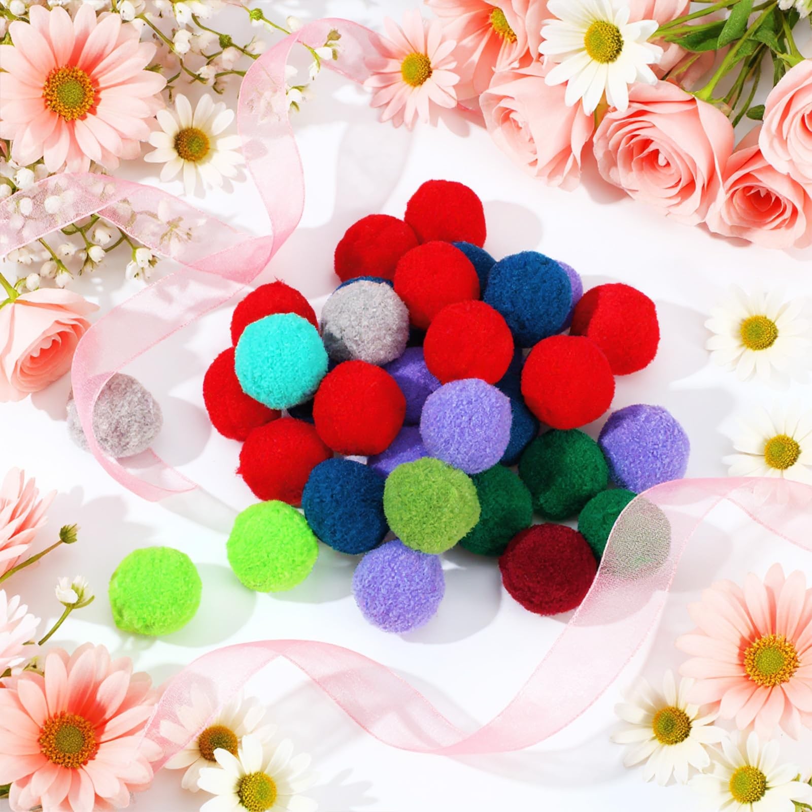 1000 PCS Multicolor Arts Crafts Pom Poms Balls Hobby Supplies DIY 1 Inch
