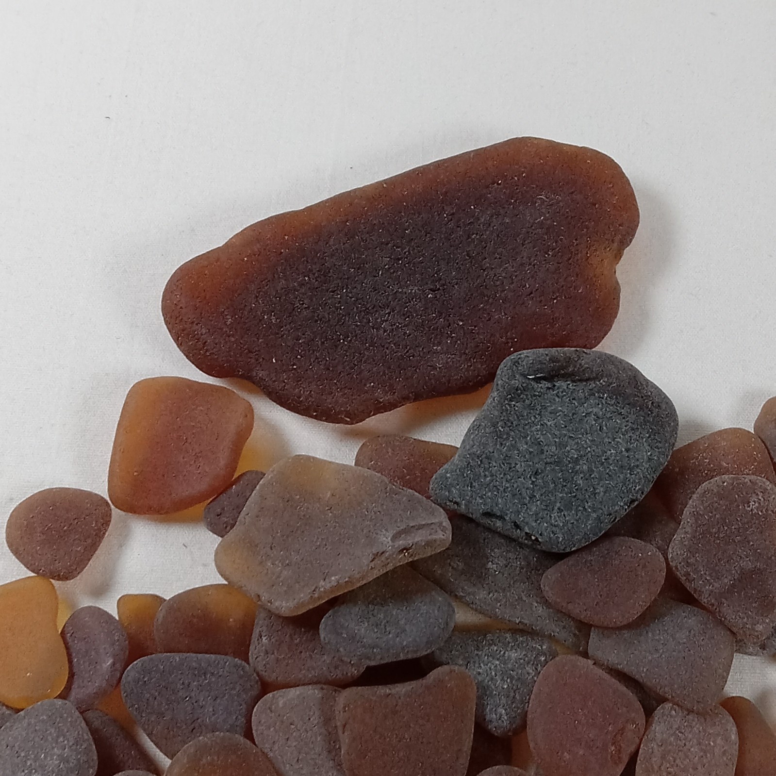 Brown tone beach glass tumbled approximately 12 oz less than 1″ jewelry making