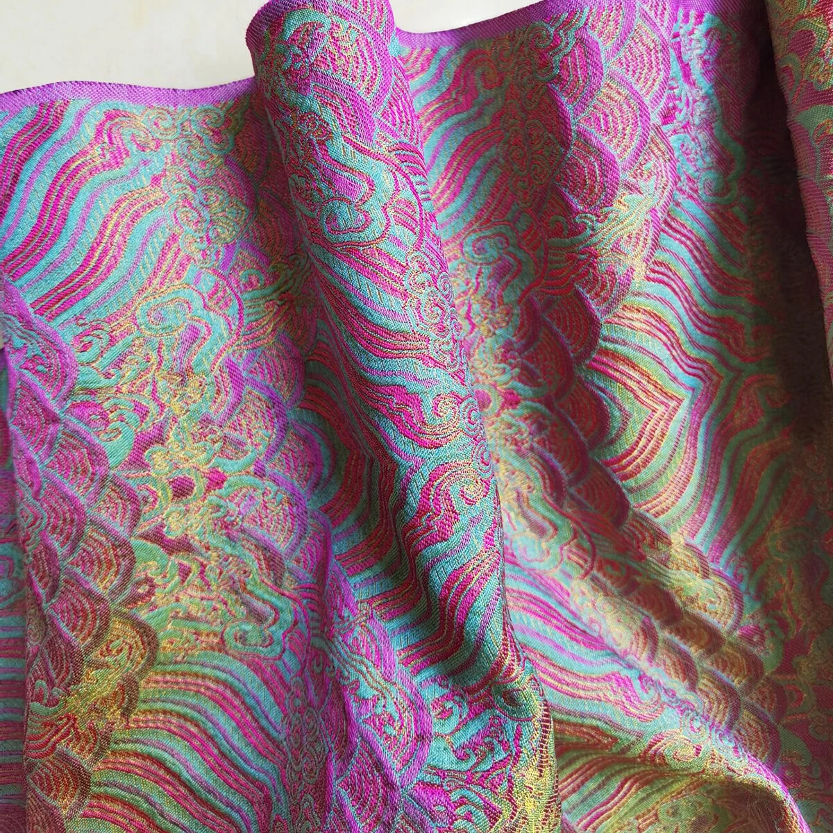 Viscose China Brocade Fabric 29″ Wide By Yards Retro Weave Patterned Material