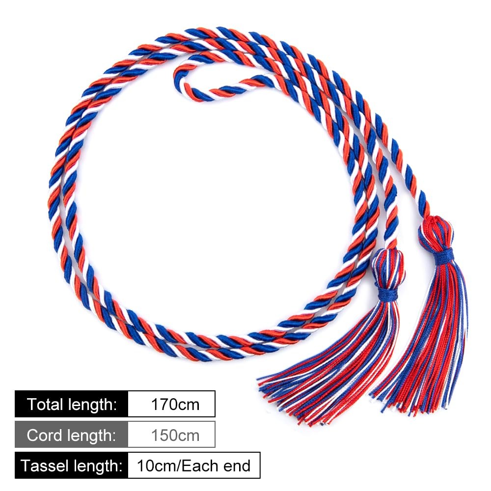 Blue Red White Graduation Cords with Tassel for 2025 Ceremony Students