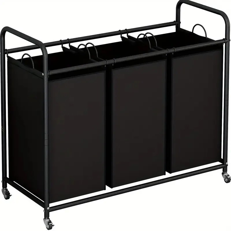 3-Bag Rolling Laundry Sorter Hamper, 63.4-Gallon Heavy-Duty Laundry Cart
