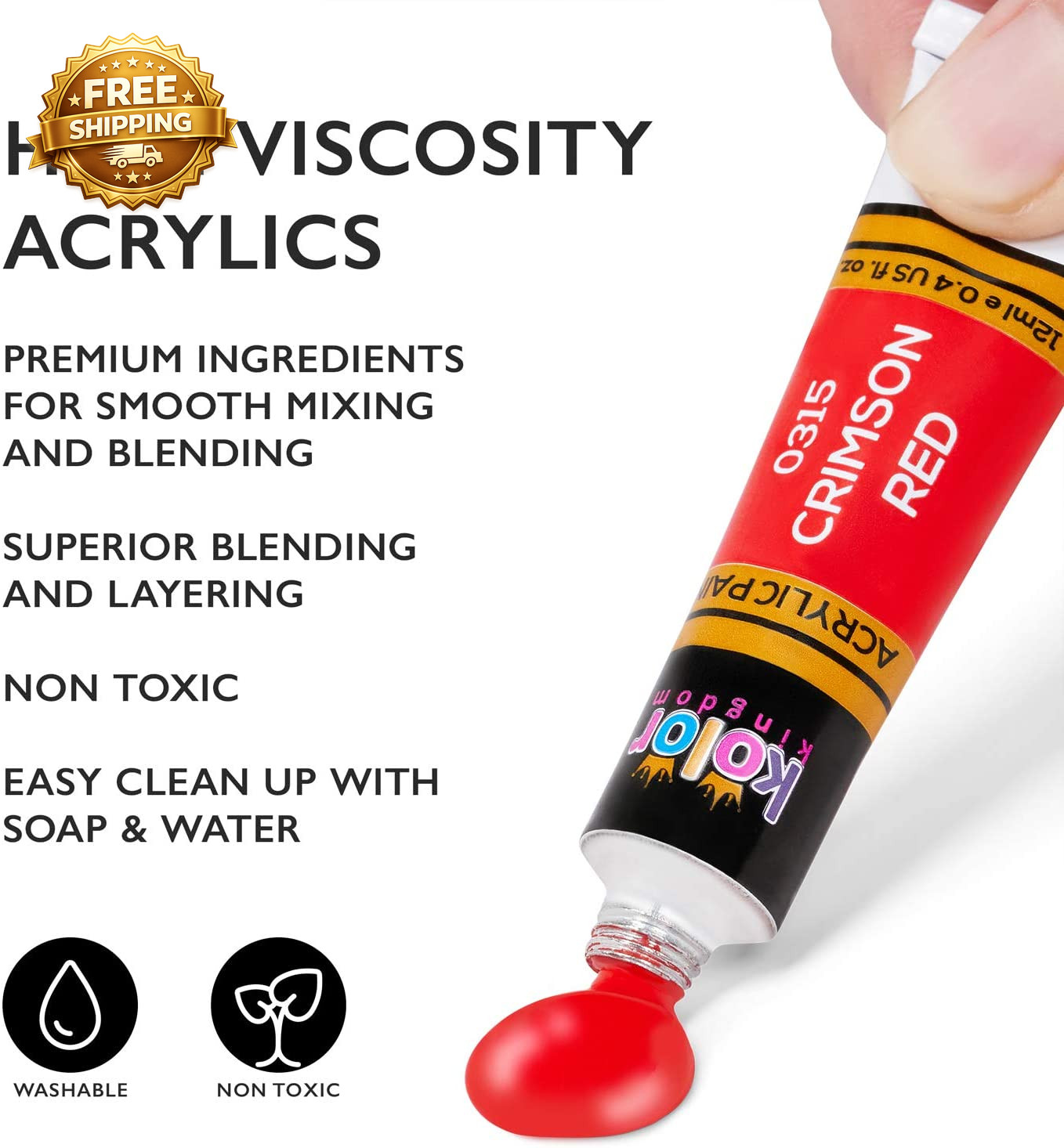 Acrylic Paint Set Canvas Art Paints 24 Colors Perfect Paint Finish (0.41Oz 12 Ml