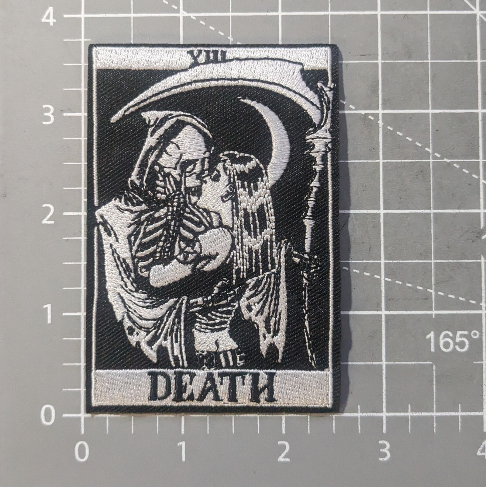 Kiss Of Death Patch Tarot Card Goth Punk Death Embroidered Iron On Patch 3.5×2.5