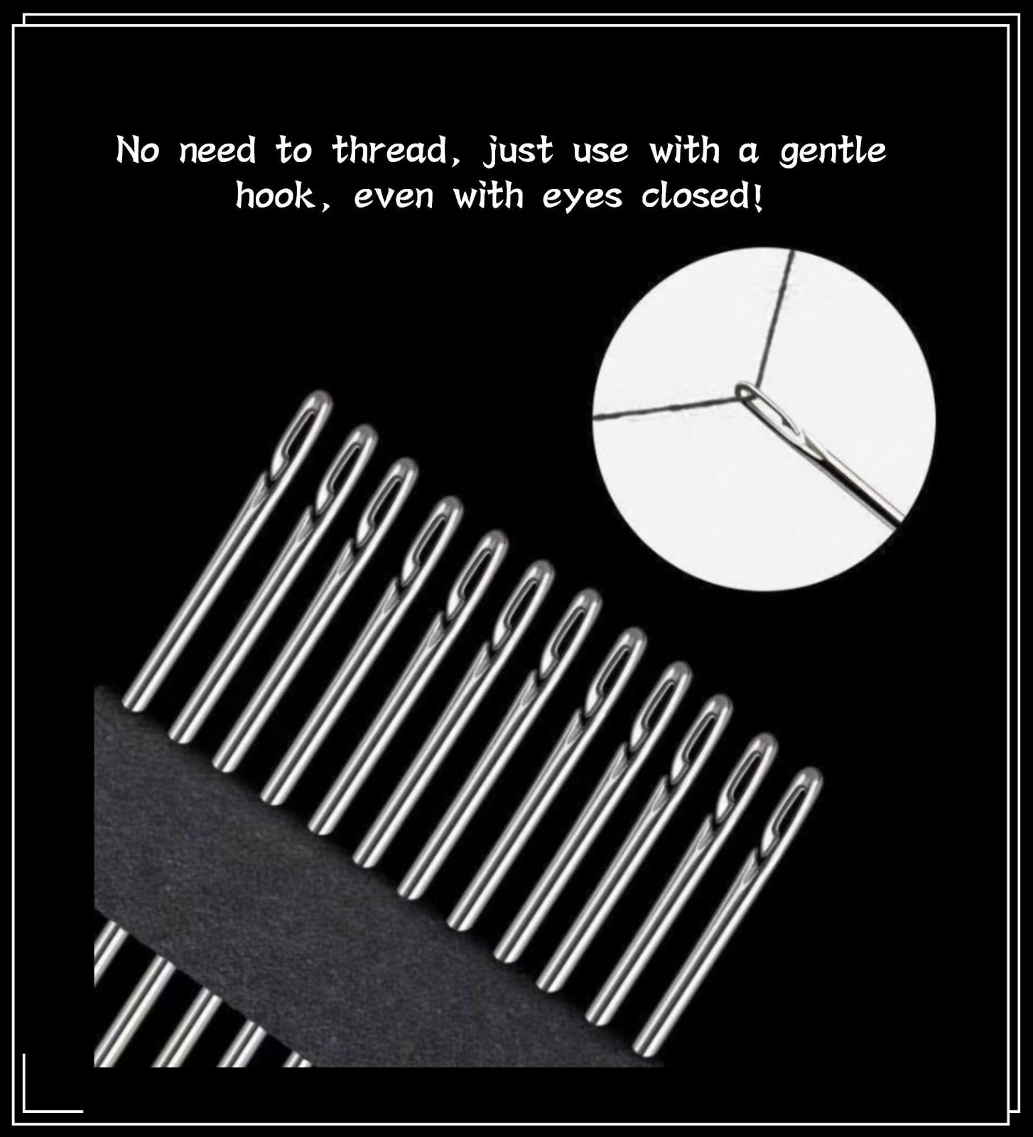 30PCS Stainless Steel Self-threading Needles Opening Sewing Darning Needles