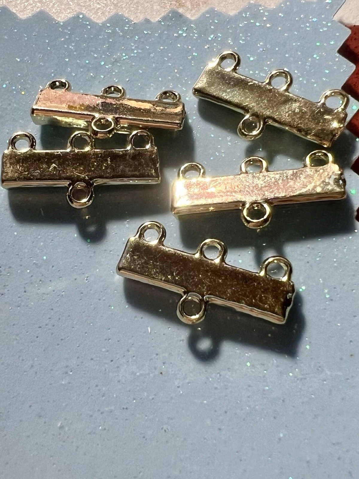10 pcs Connectors Jewelry Making Aurora Borealis Rhinestones 16 mm New Old Stock