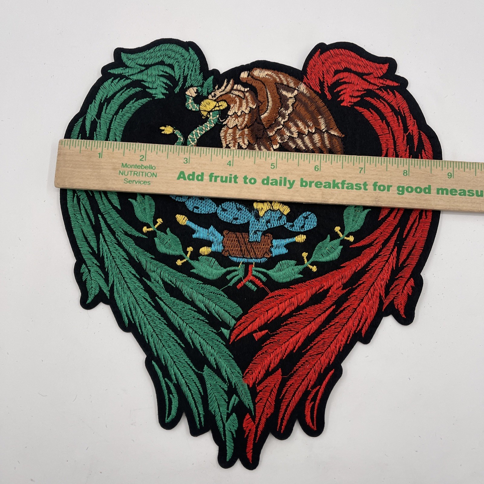 Mexico Coat Of Arms Eagle Wings Logo Large Patch: Iron On, Embroidered, 10” X 9”