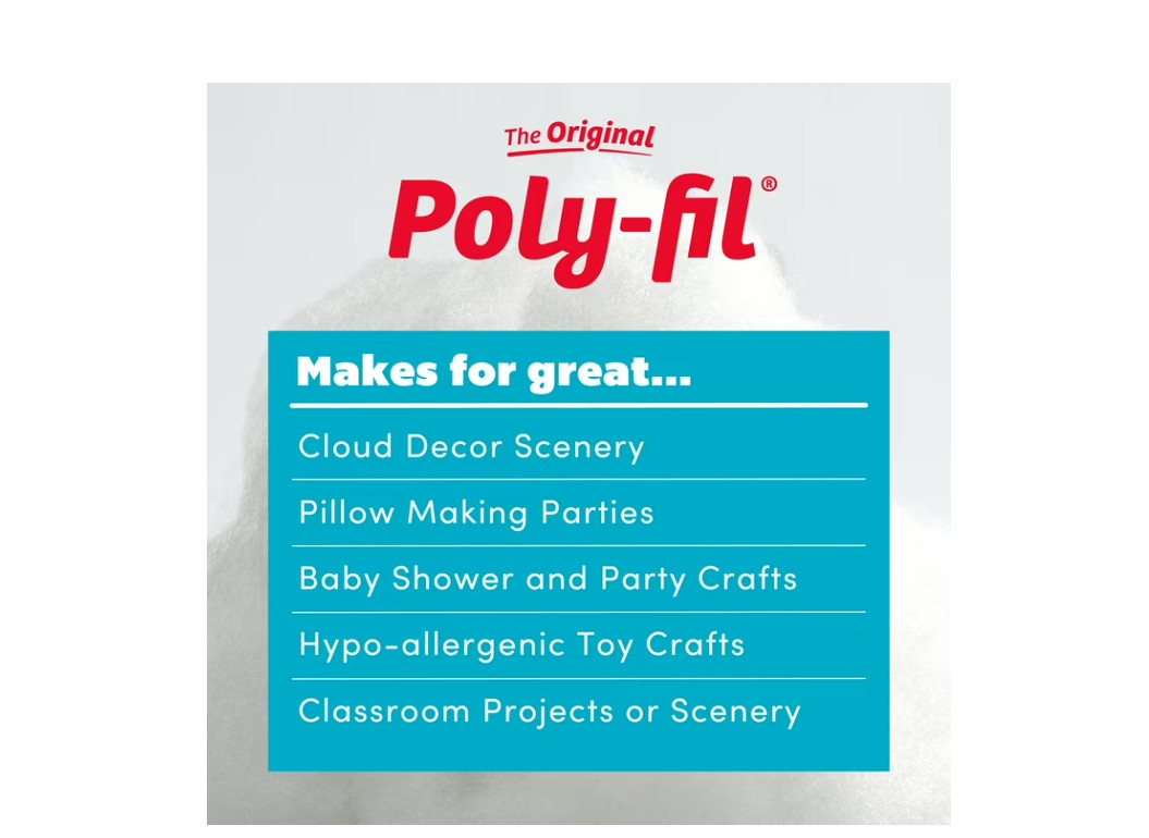 Poly-Fil Polyester Fiberfill Stuffing, 20lb Box, Bulk, by Fairfield