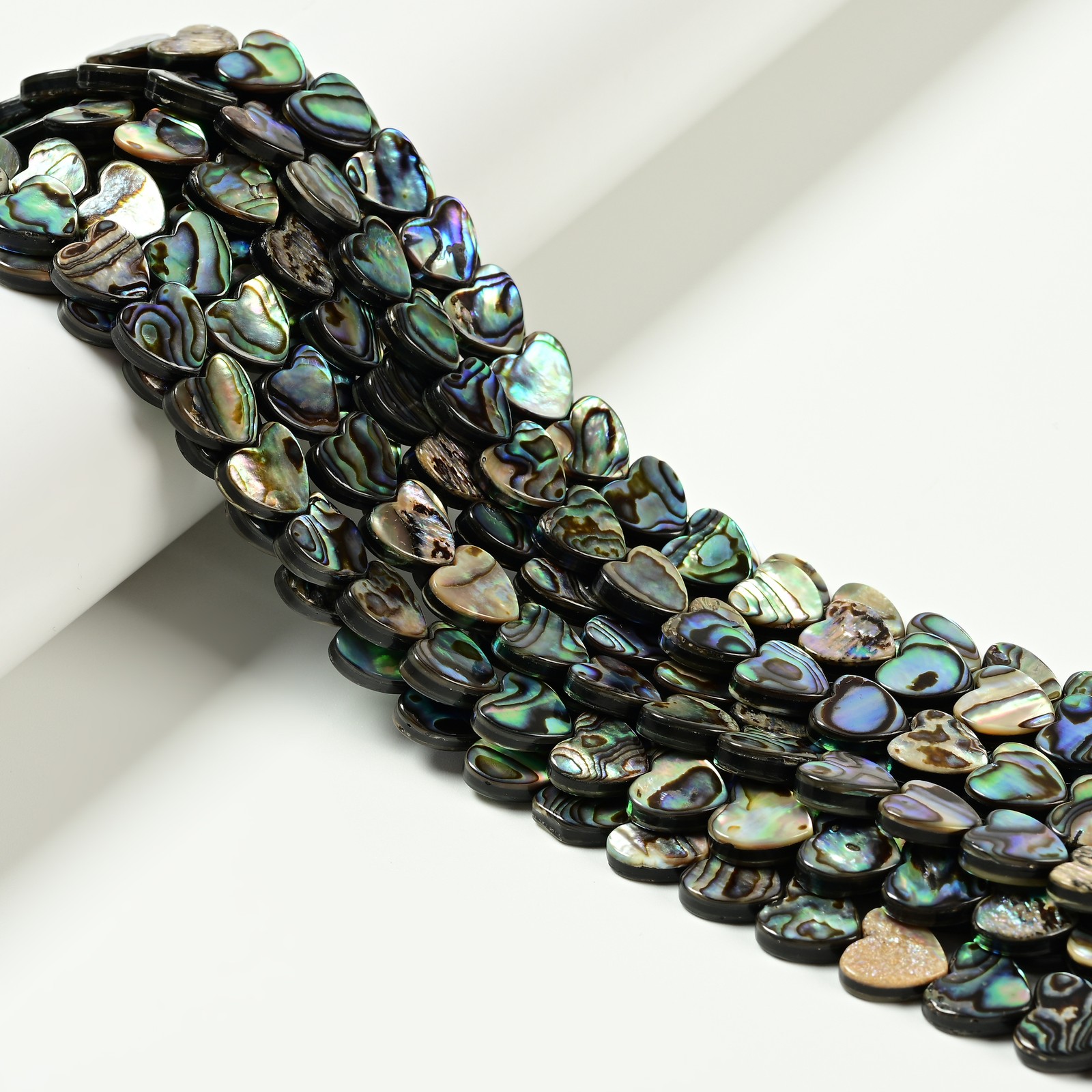 Natural Abalone Heart Shape Beads Size 10mm 15.5” Strand (10mm)