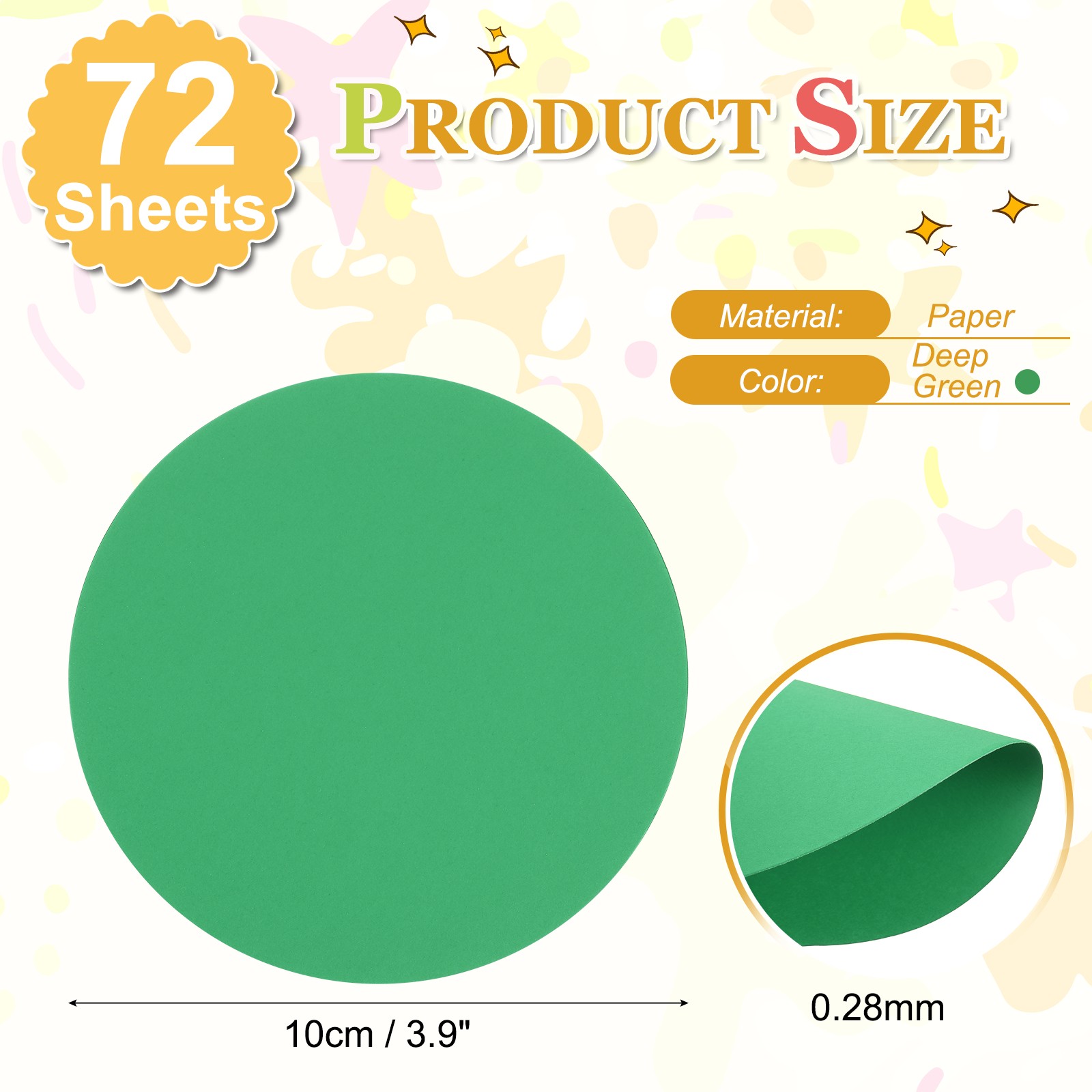 72 Sheets Deep Green Circle Card Stock 4″ Round Cutouts Paper