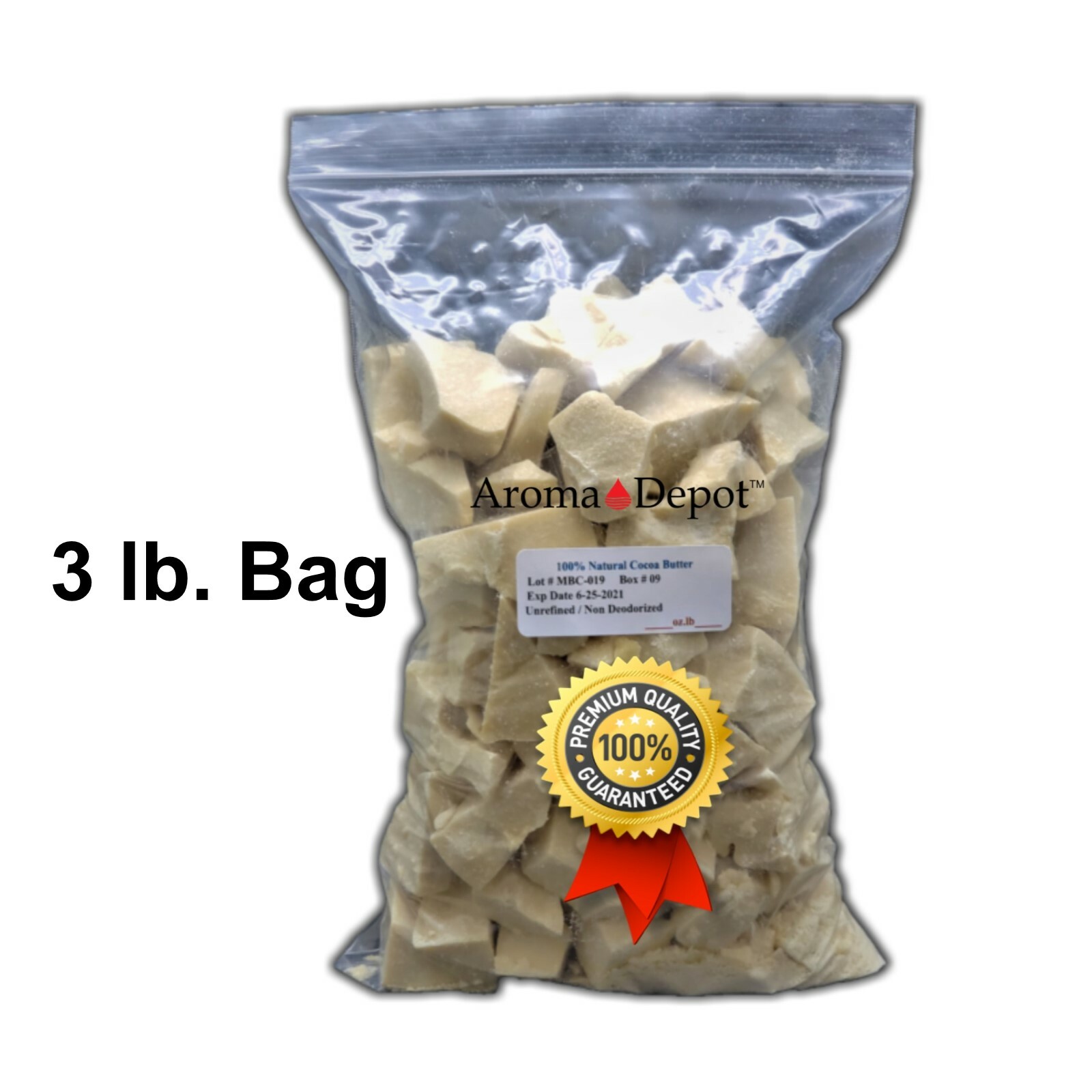 Raw Cocoa Butter 3lb BAG 100% Natural Unrefined Pure Virgin Cacao/Cocoa