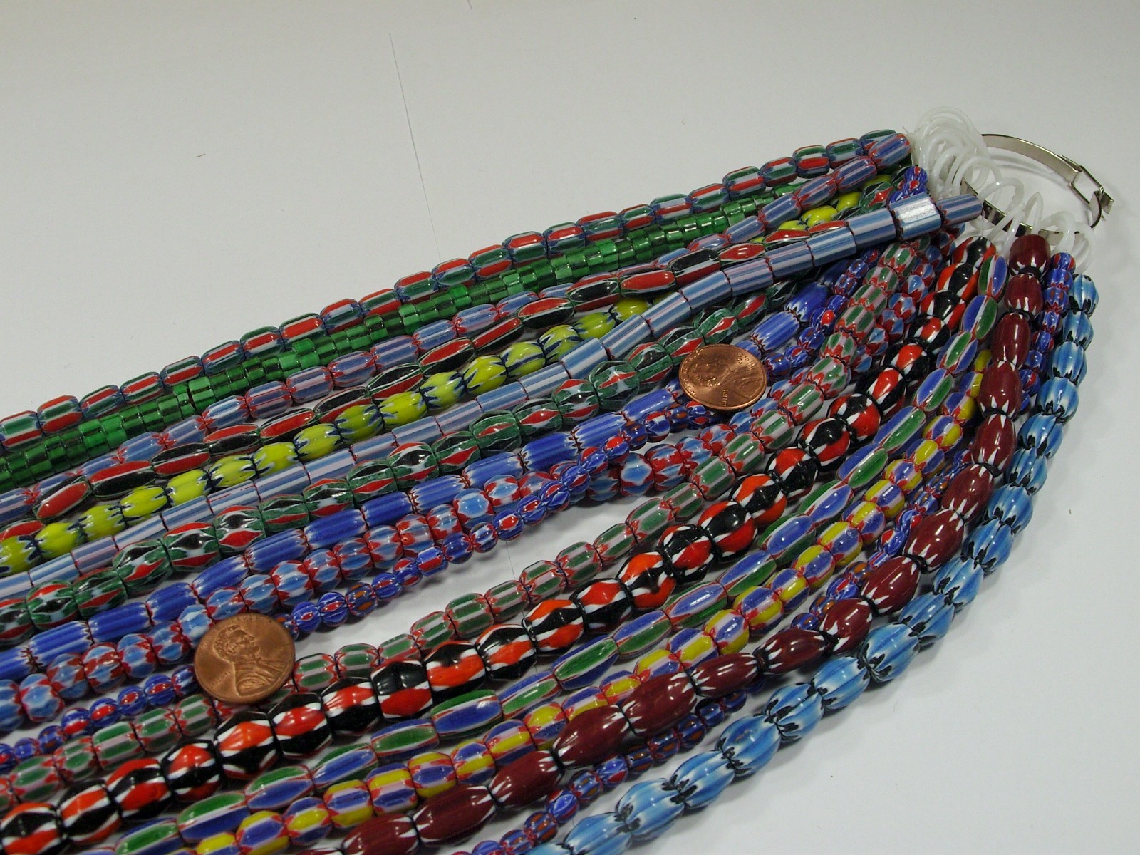 15 Strands 15″ Assorted India Handmade Chevron Glass Beads Bulk Lot (QZP-7)