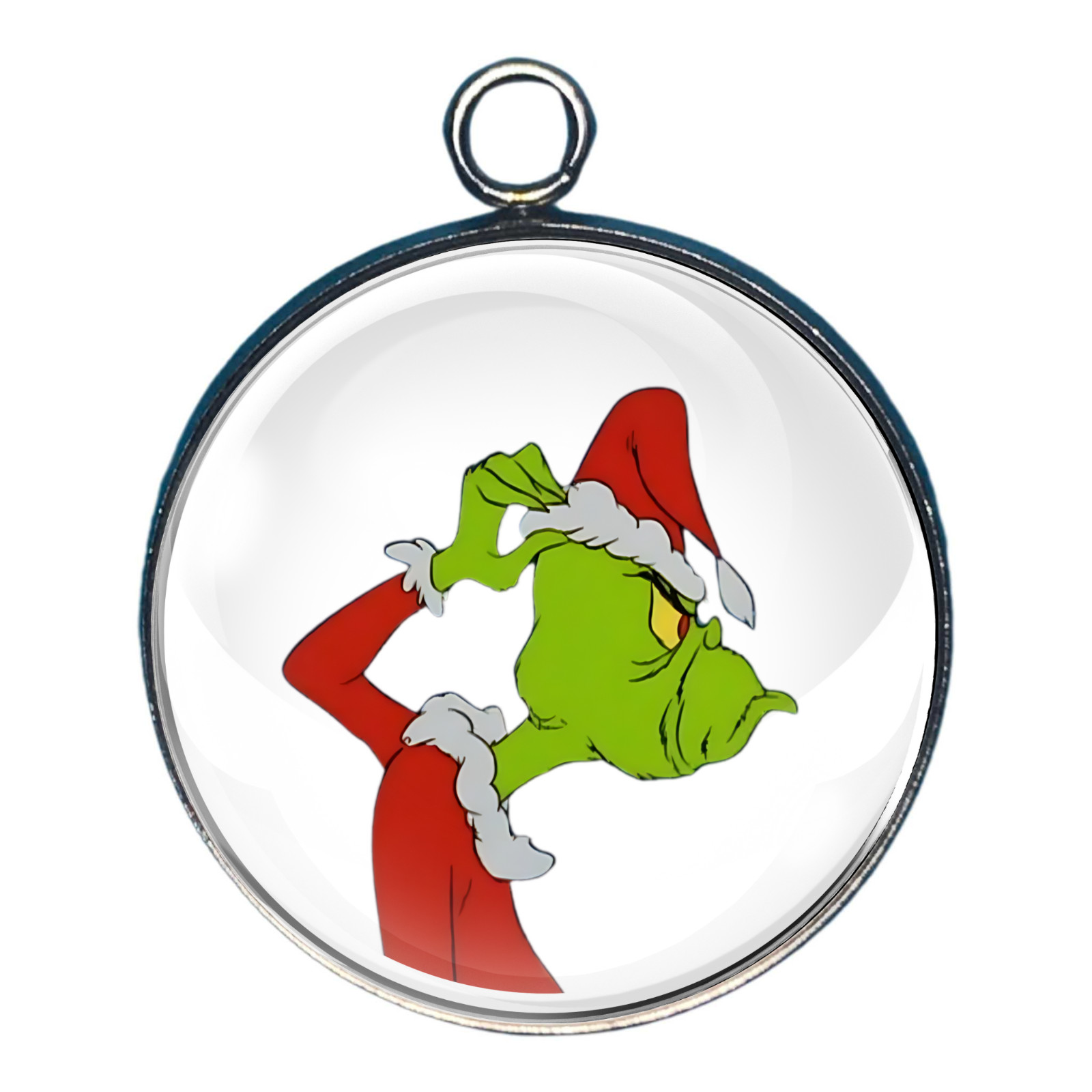 Grinch Christmas Glass Cabochon Charms, Jewelry Making Charms