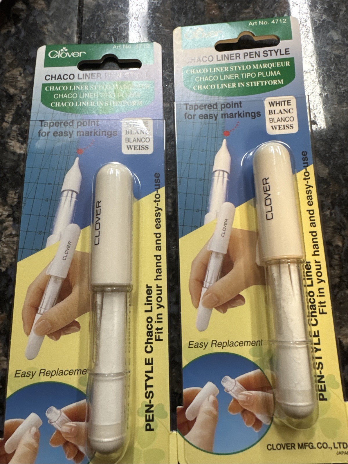 Clover Chaco Liner Pen Style w/Tapered Point for Easy Markings ~WHITE~ #4712