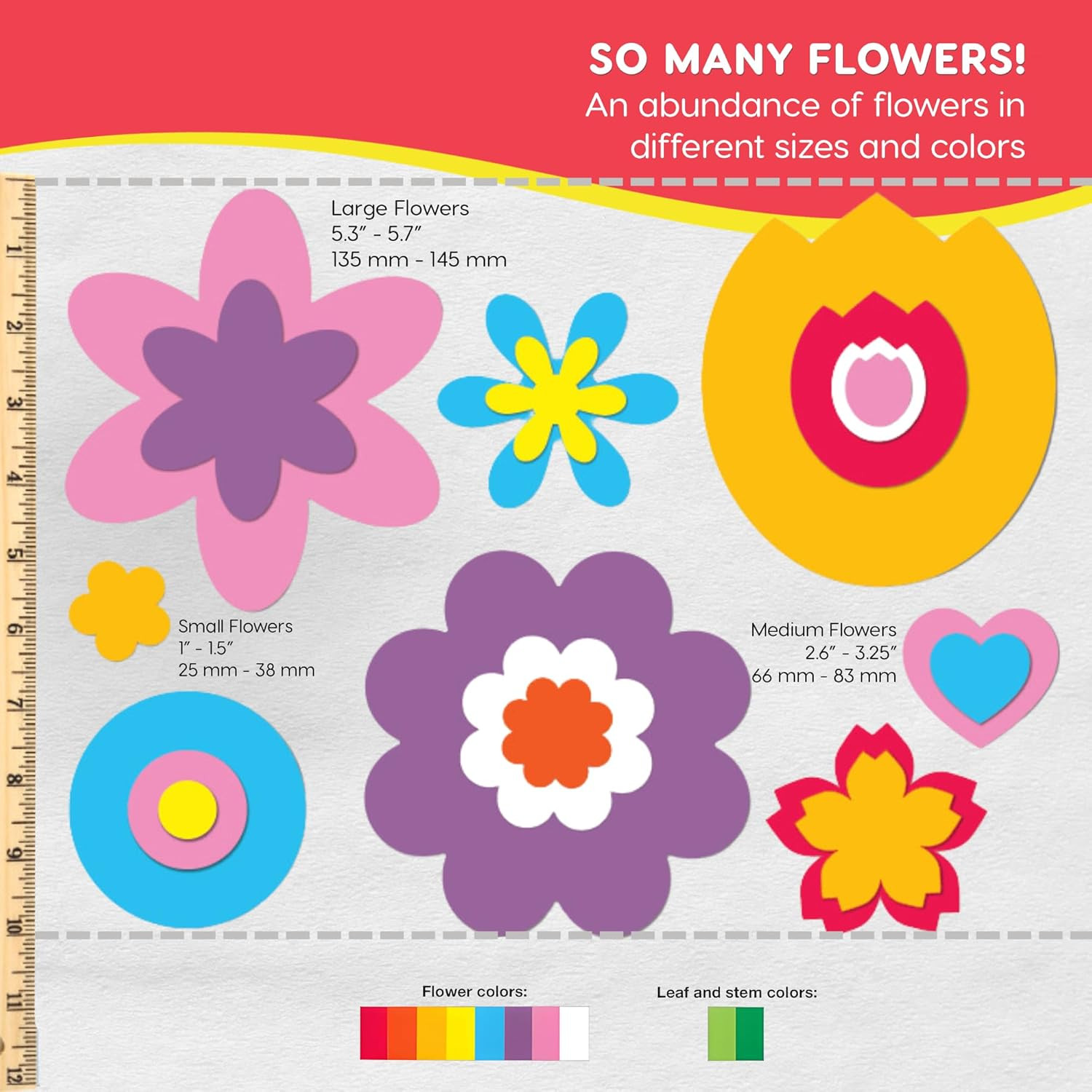 DIY Flower Cutouts Craft Kit 280 Pieces Spring Craft Paper Shapes Set