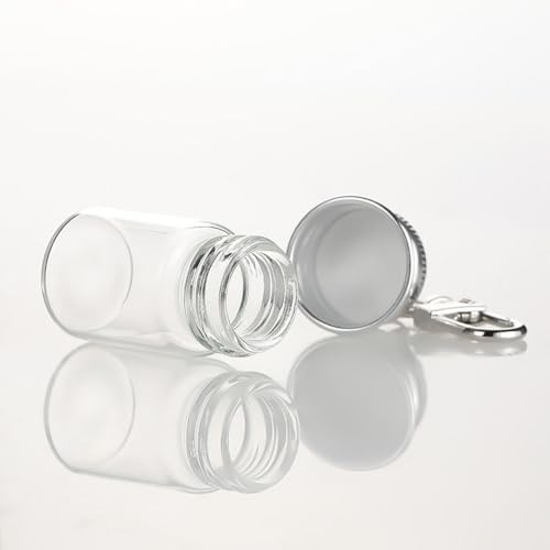 10Pcs Mini Glass Bottles with Lids & Keychains for DIY Crafts 7ML