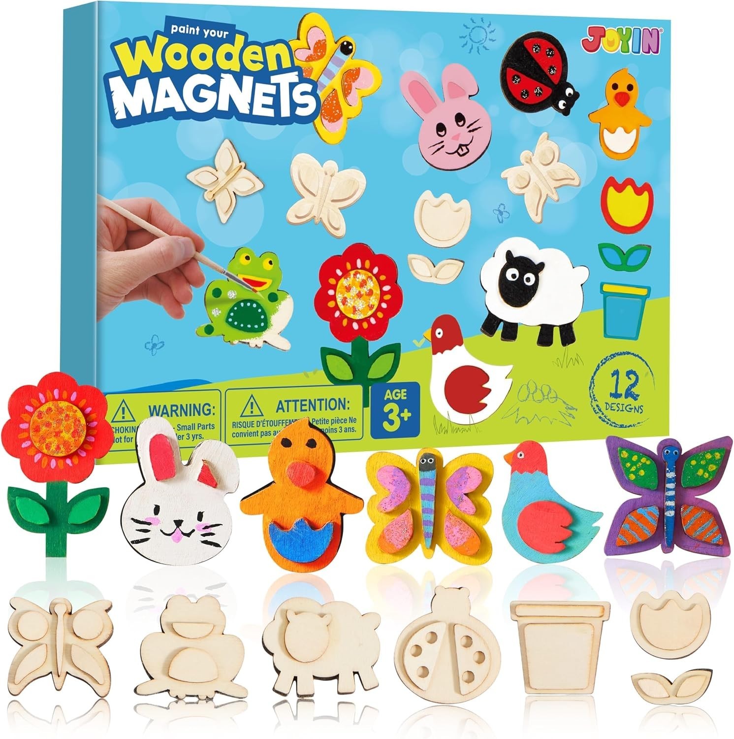 Non-Toxic 12-Piece Wooden Magnet Creativity Kit – Perfect for Kids’ Parties