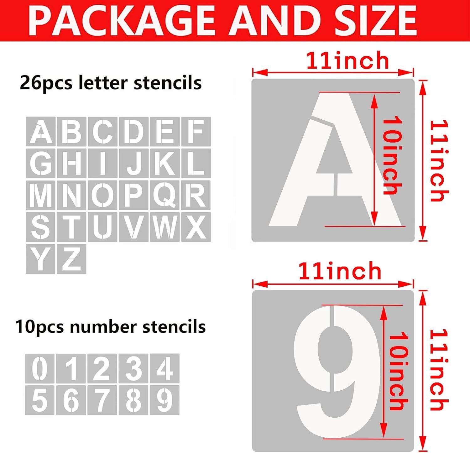 Eco-Friendly 11-Inch Alphabet & Number Stencil Set for Versatile Crafts