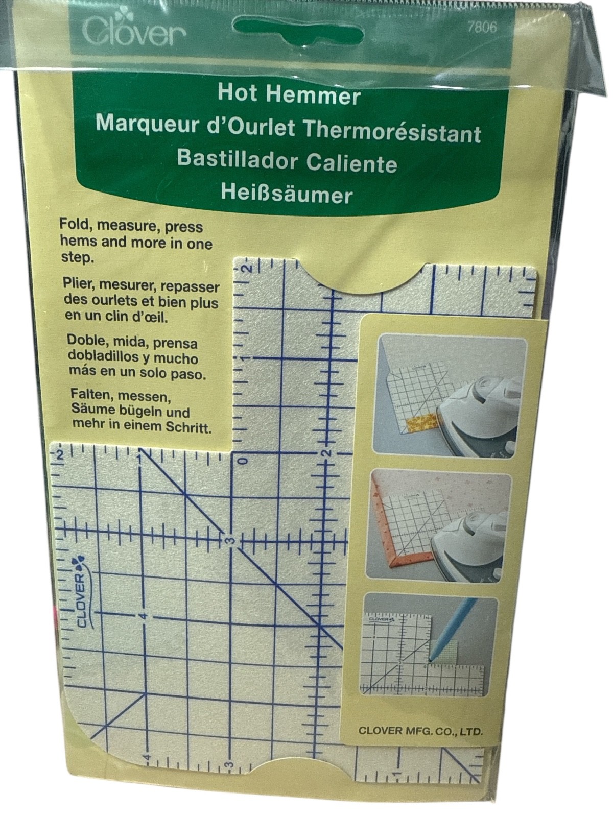 Clover 7806 Hot Hemmer Heat Resistant Ruler Ironing Tool Sewing Quilting NEW
