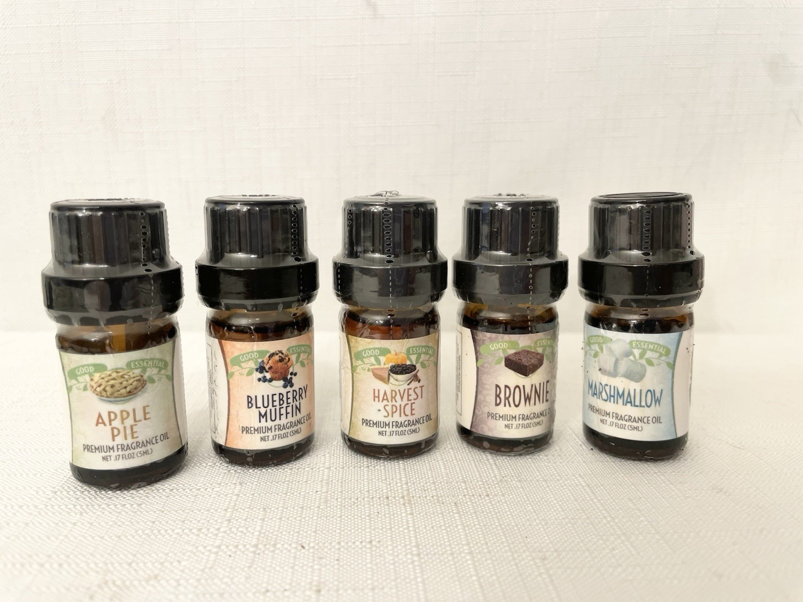 (5) Essential Oil Set Dessert Scented Marshmallow Apple Pie Brownie 5ml .17 oz