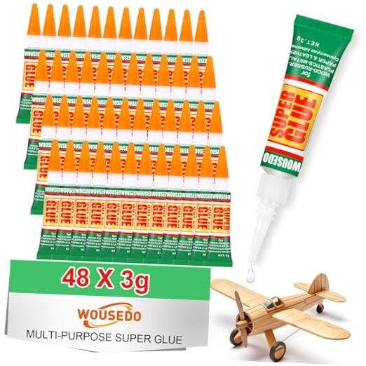 Super Glue Clear, Strong Adhesive,Super Glue Fast Drying Cyanoacrylate 48 X 3g