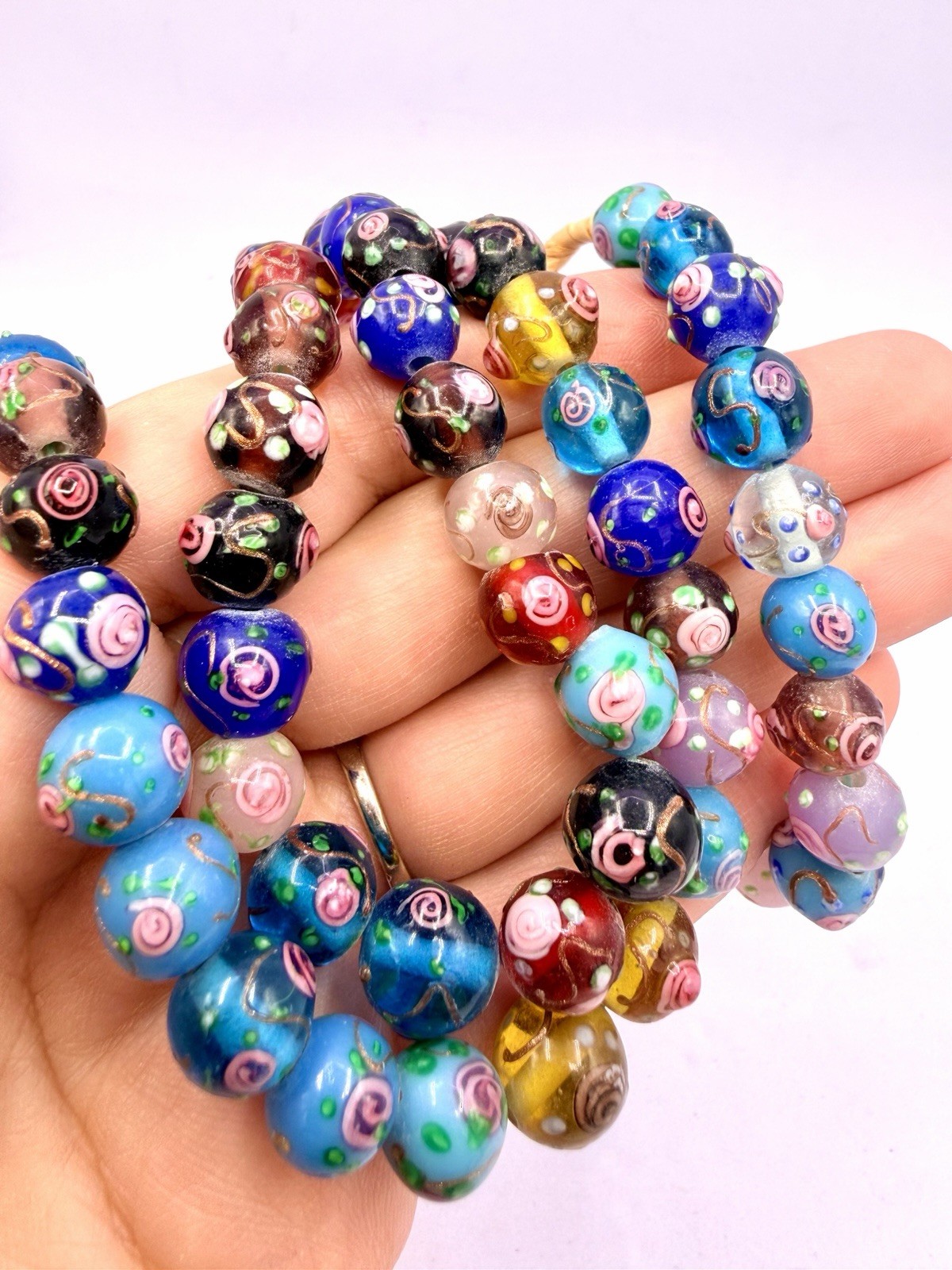 70 Pcs Colorful 10mm Handmade Lampwork Beads 10mm Closeout New Old Stock H