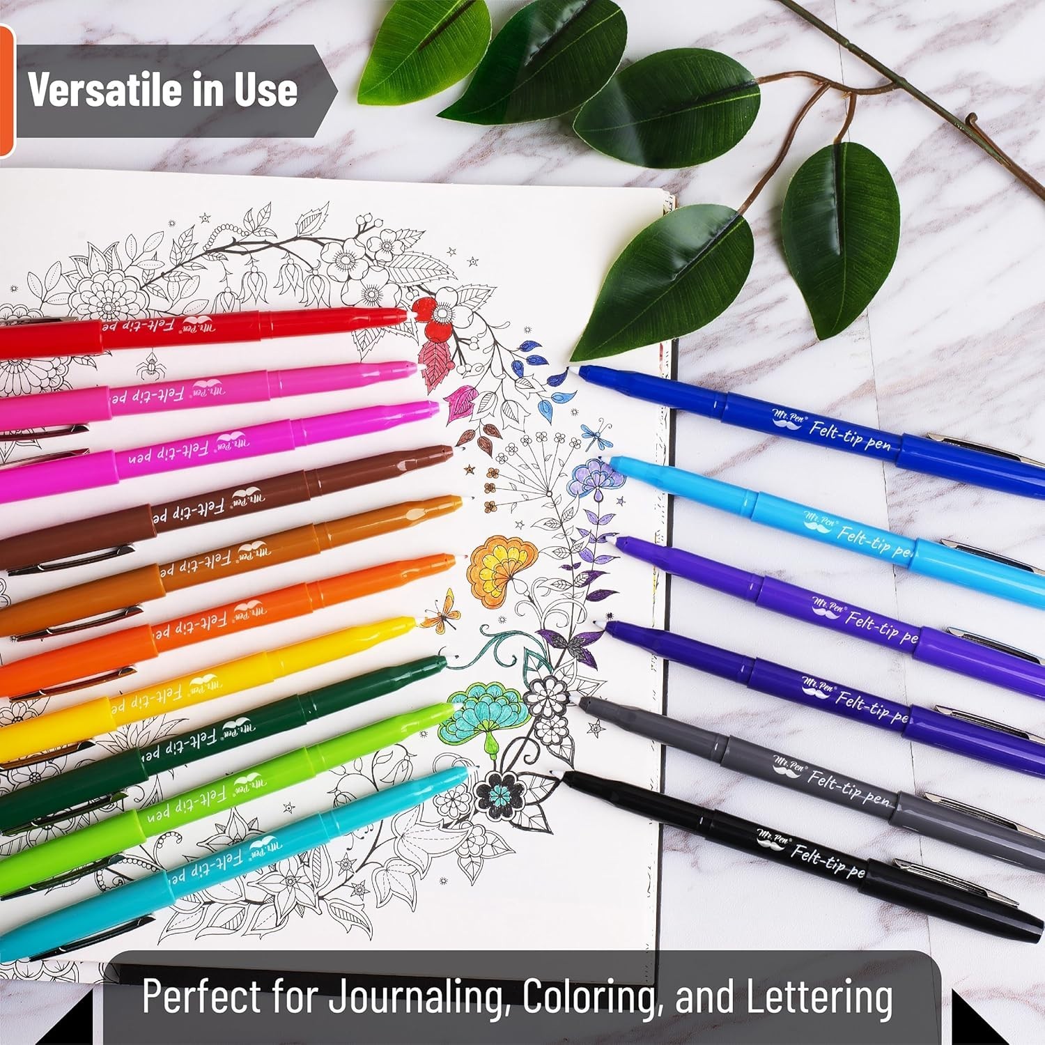 16-Pack High Pigment Felt Tip Pens, Assorted Colors
