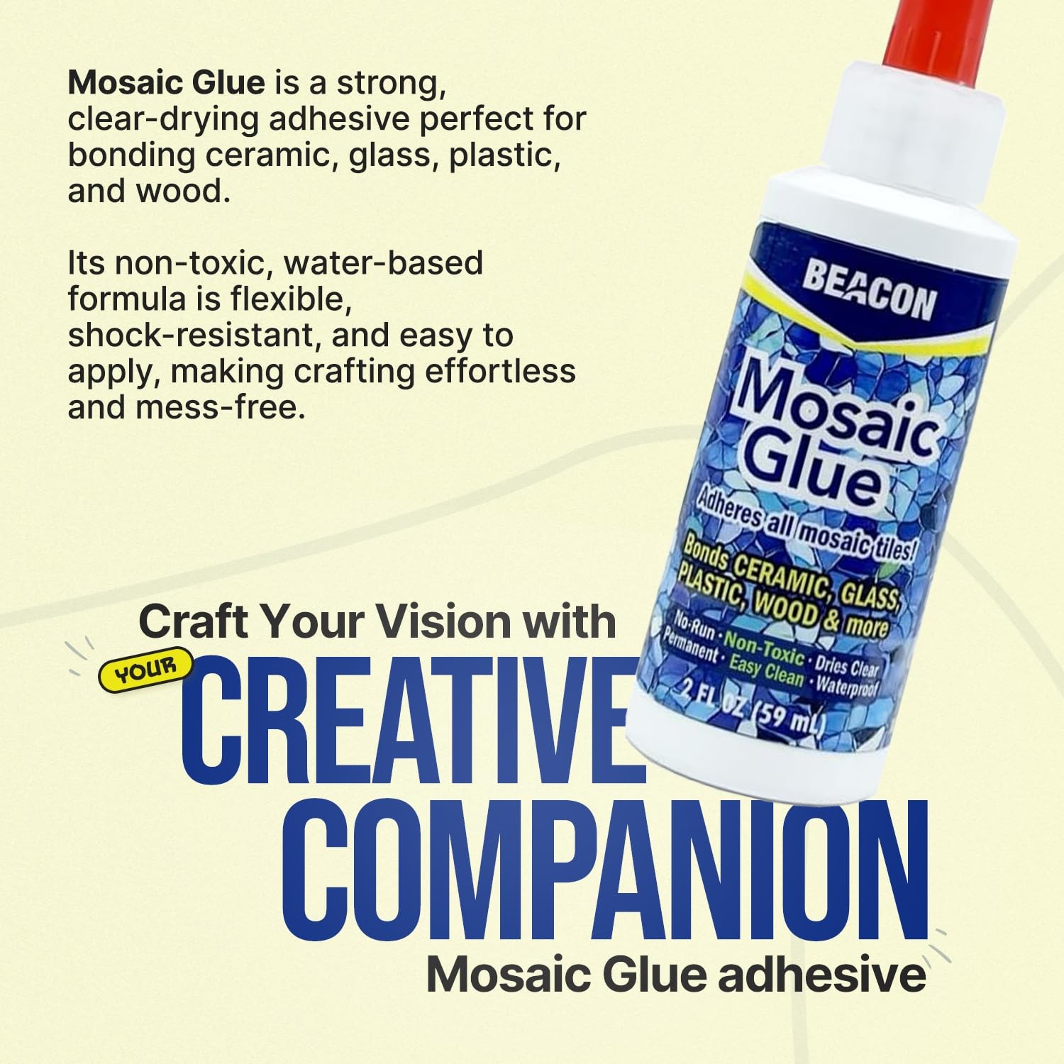 Mosaic Glue – Non-Toxic & Water Resistant, Ideal for All Tiles & Surfaces, 2-…