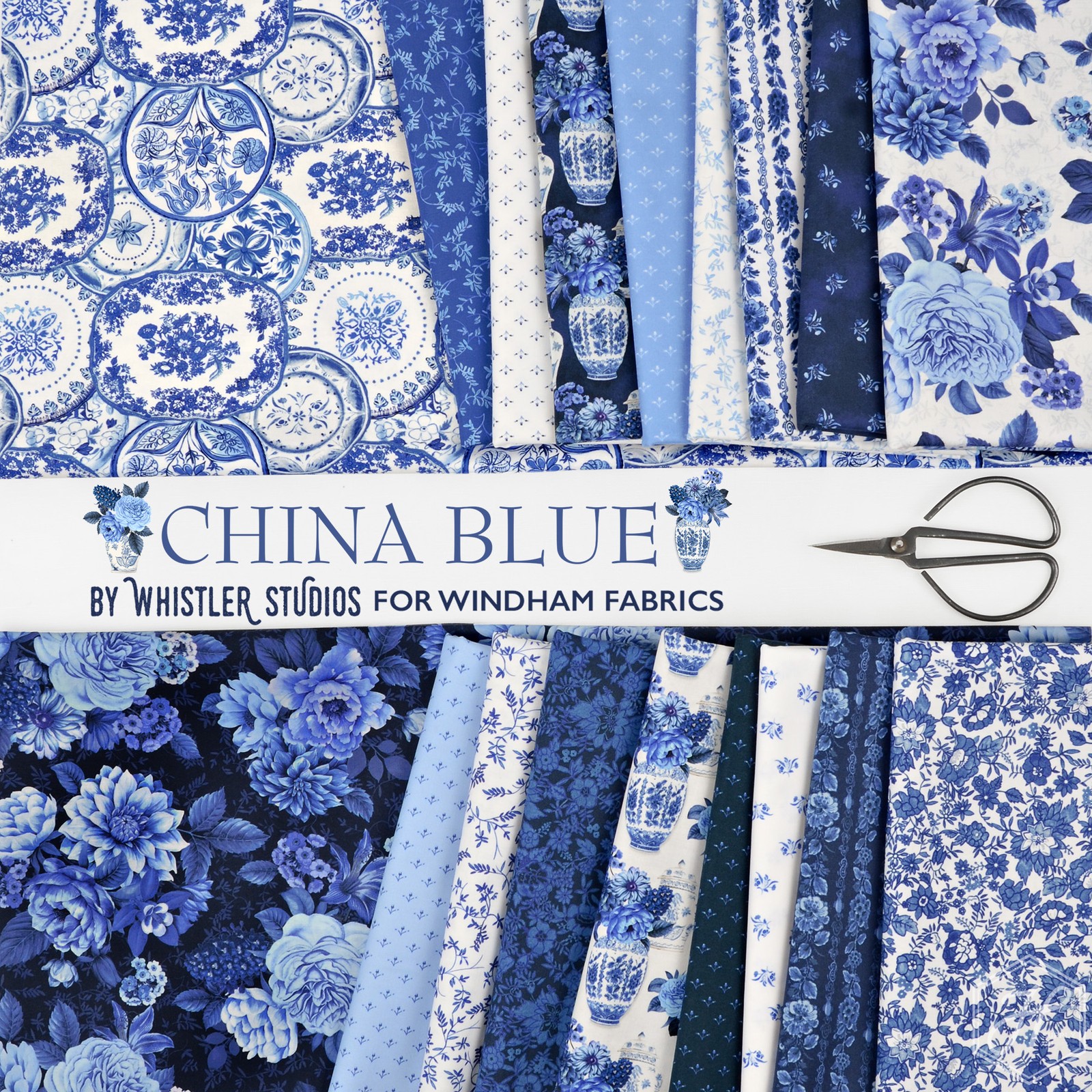 China Blue Half Yard Bundle by Hawthorne Supply Co