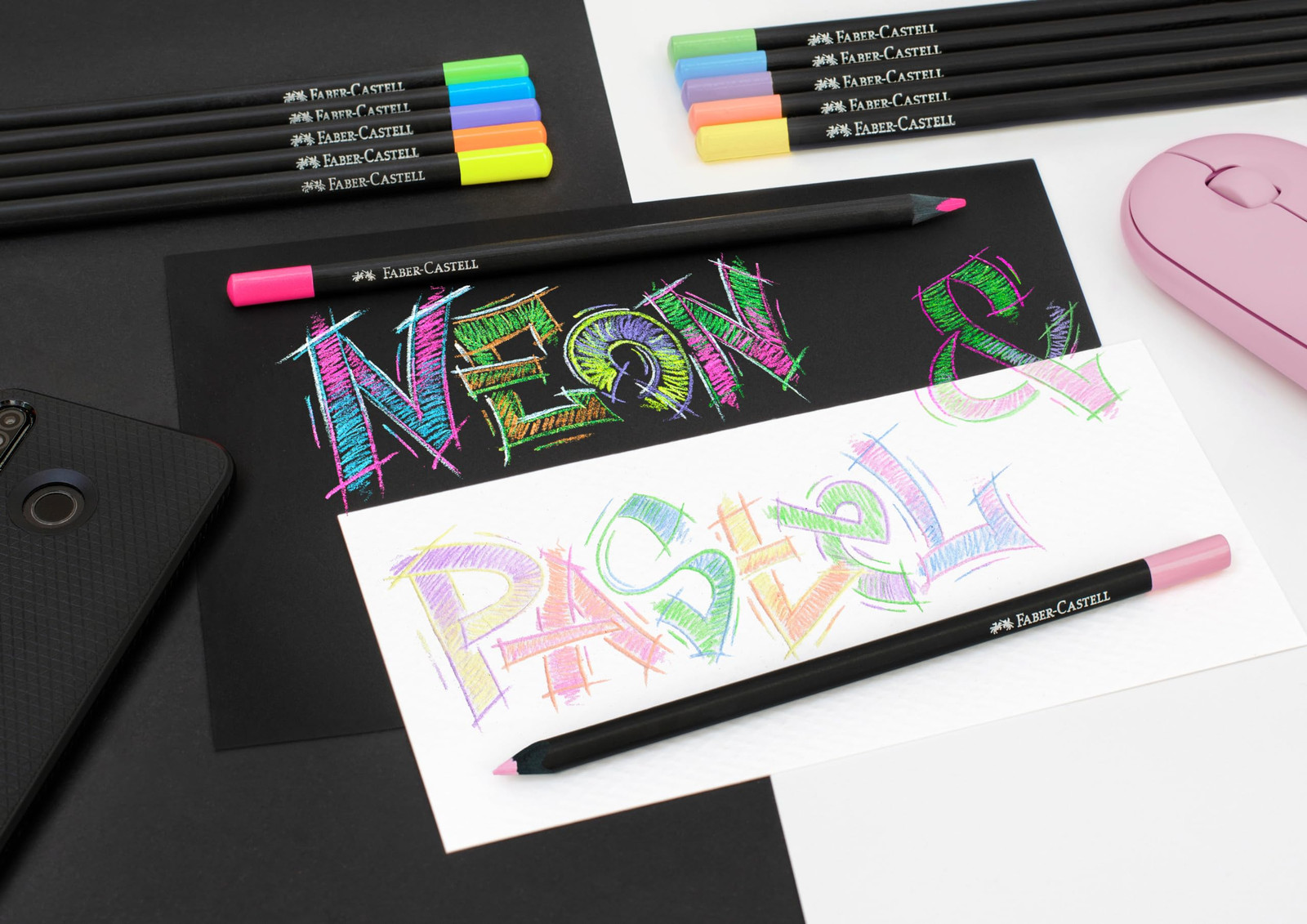 Faber Castell Black Edition Colored Pencils 12 Count Pastel Neon Eco Friendly