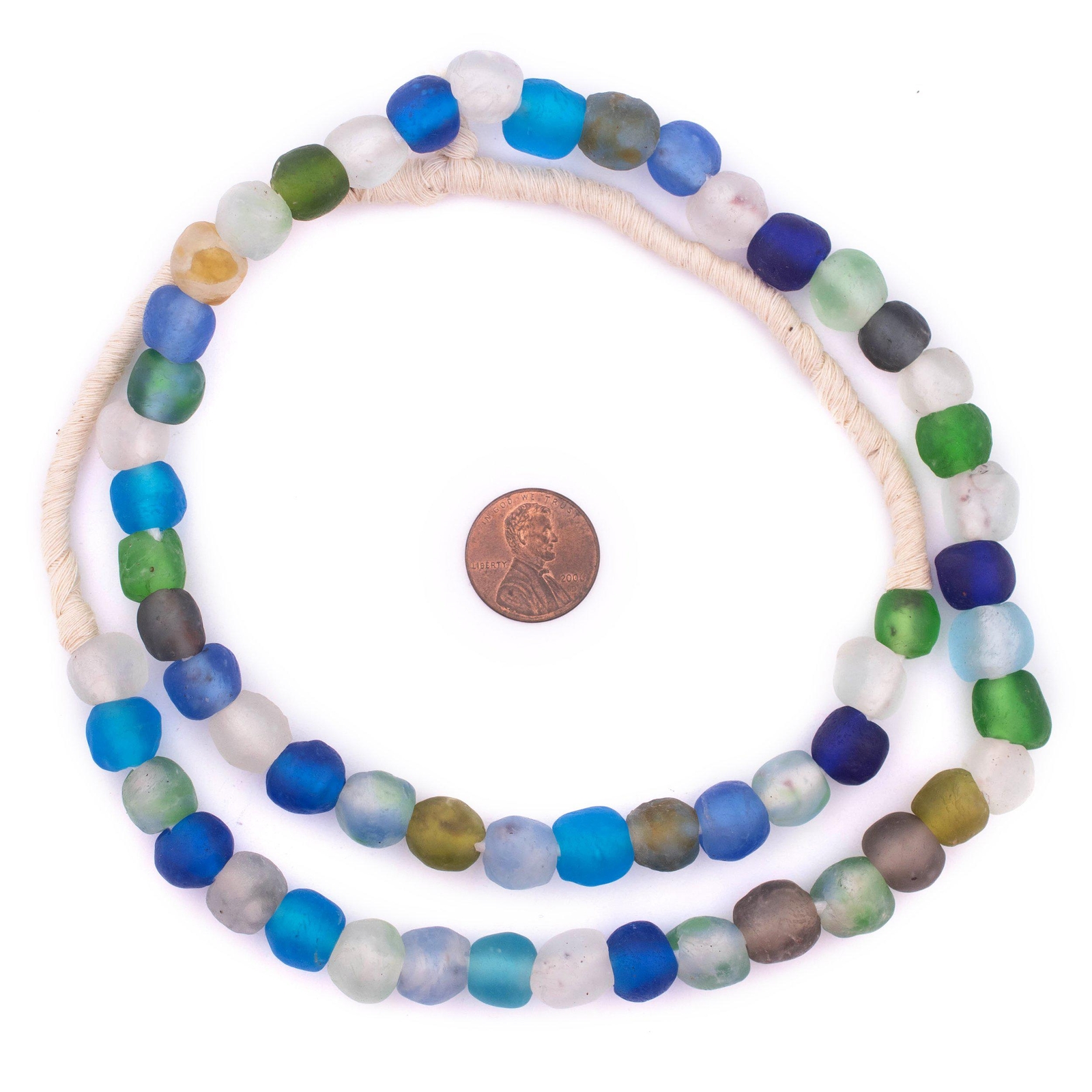 Mixed Recycled Glass Beads 11mm Ghana African Sea Glass Multicolor Round